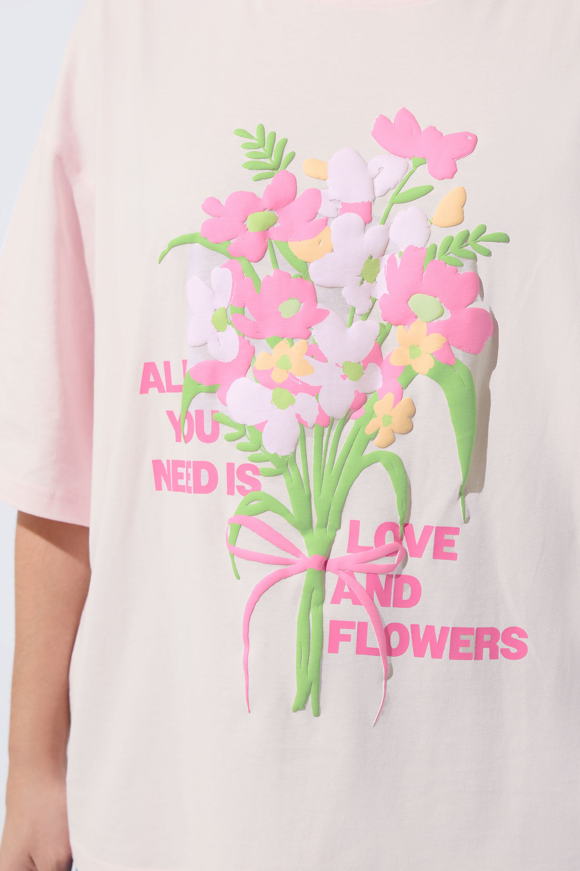 LIMITED COLLECTION Plus Size Pink 'All You Need Is Love & Flowers' T-Shirt | Yours Clothing 4