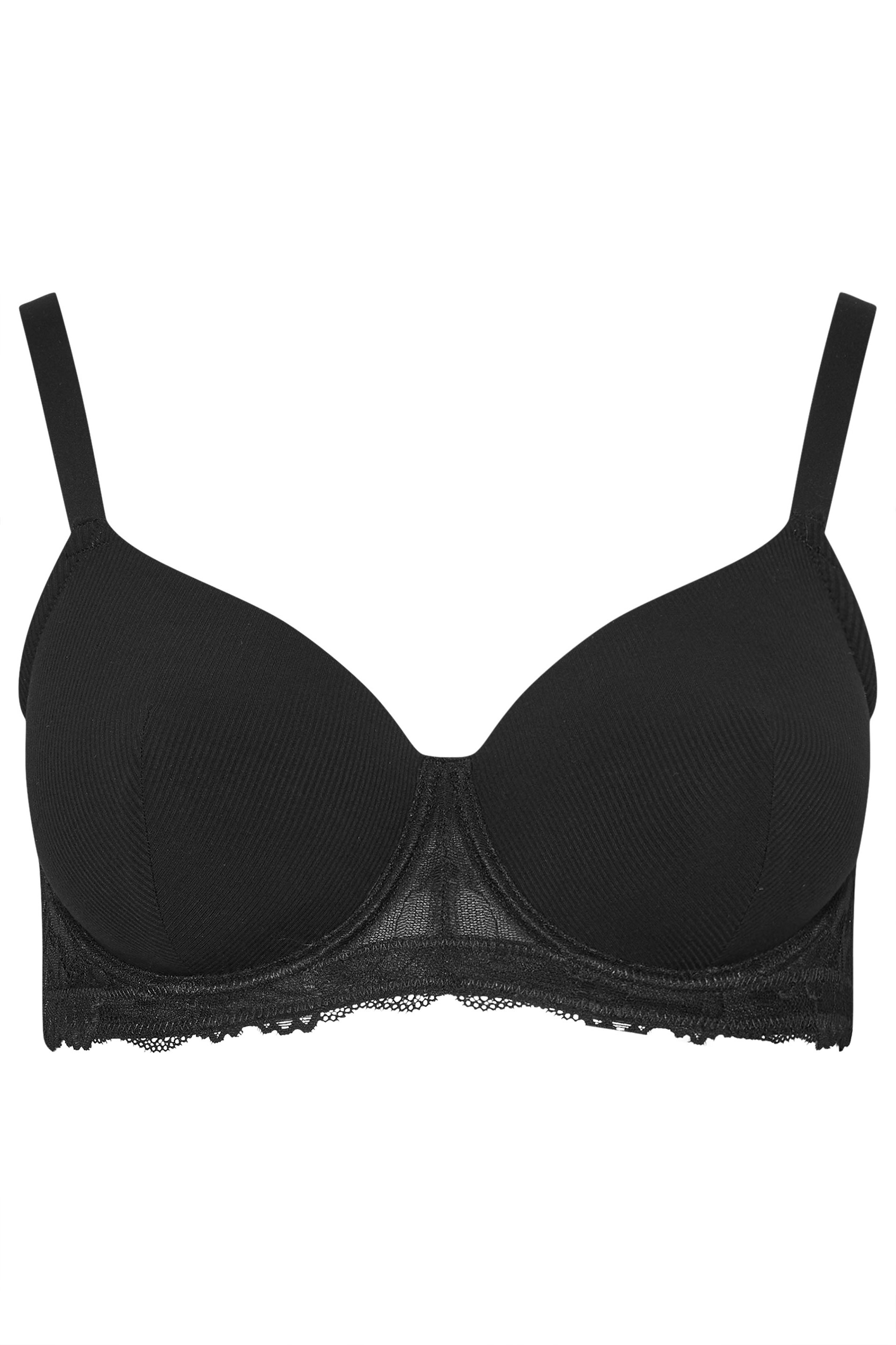 YOURS Plus Size Black Soft Touch Ribbed Underwired Bra | Yours Clothing 5