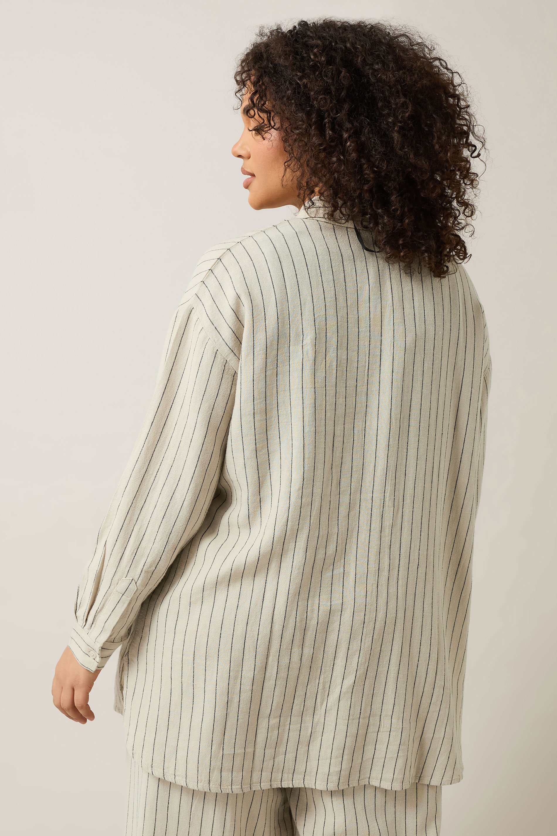 EVANS Curve Set Natural Brown Stripe Shirt & Trouser | Evans 2