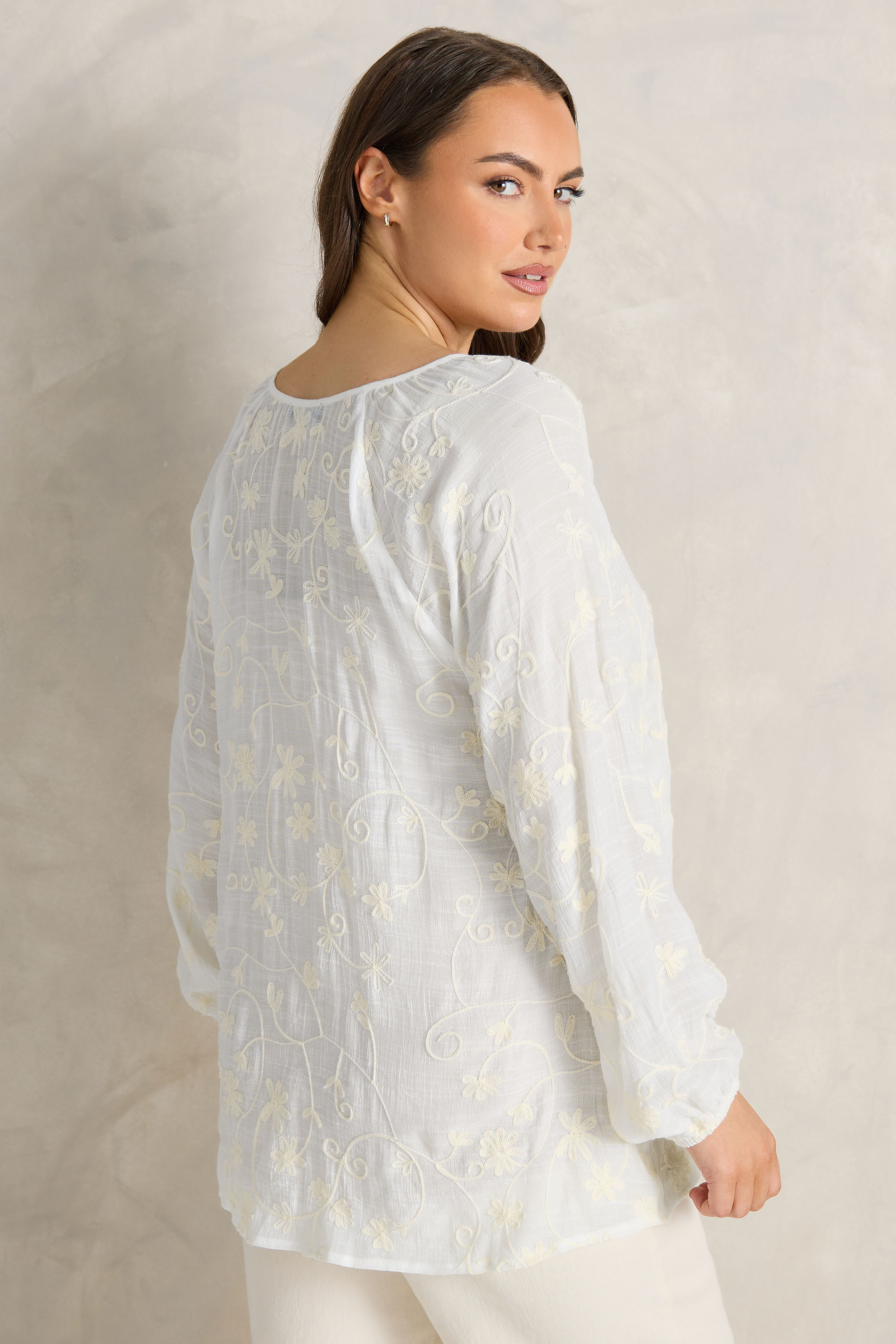 EVANS Plus Size Ivory White Floral Embroidered Blouse | M&Co 4