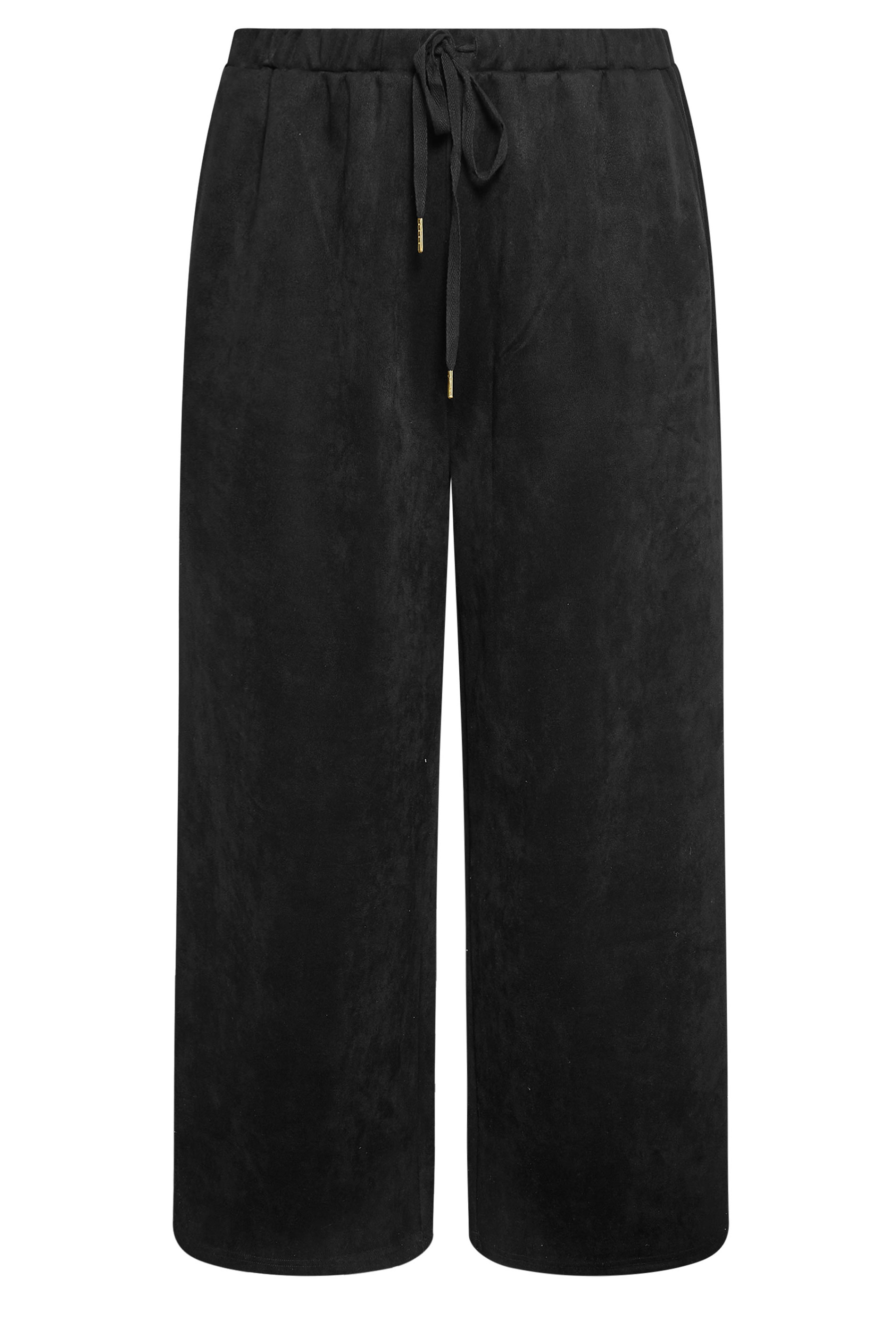 YOURS Plus Size Black Faux Suede Wide Leg Trousers | Yours Clothing 5