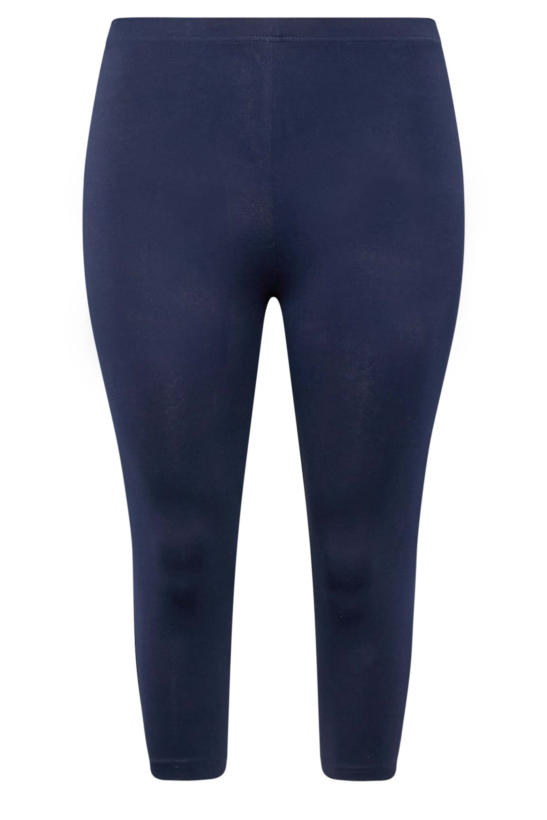 Plus Size YOURS FOR GOOD Navy Blue Cotton Stretch Cropped Leggings | Yours Clothing 6
