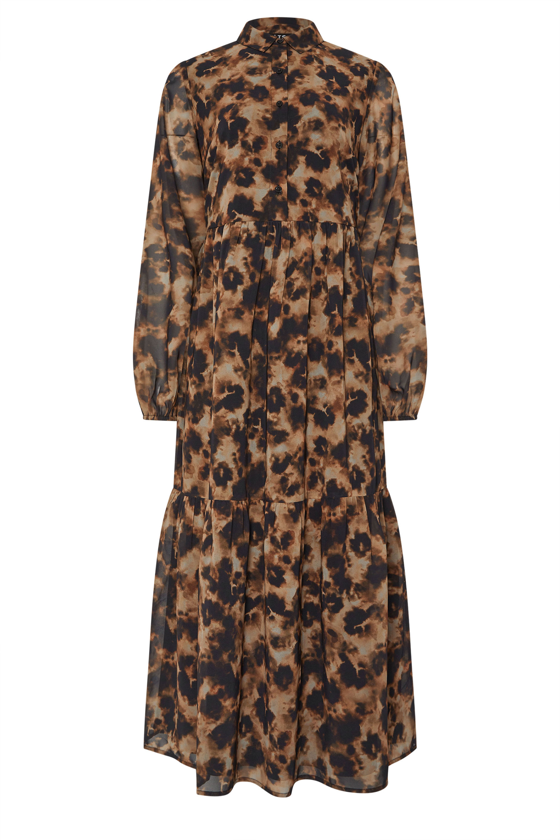 LTS Tall Brown Marble Sheer Tiered Dress | Long Tall Sally 6