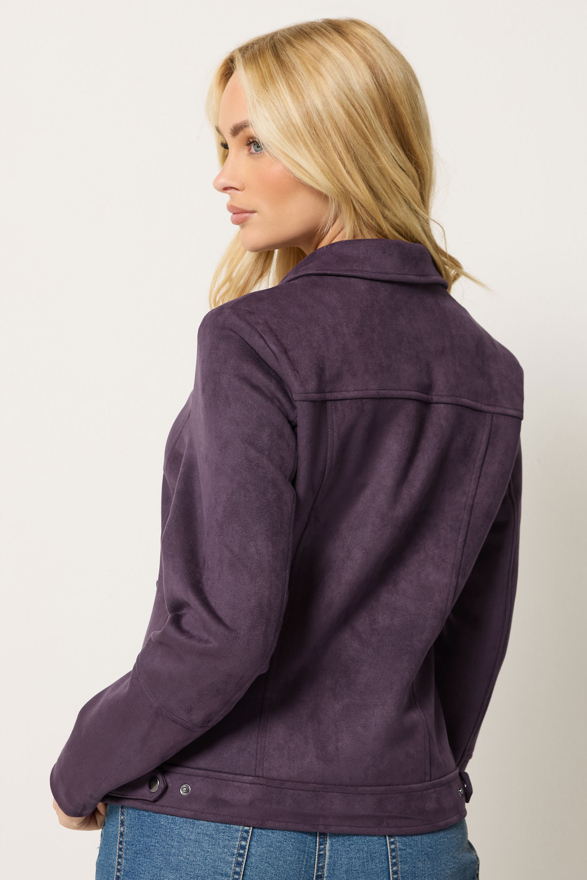 M&Co Purple Faux Suede Biker Jacket | M&Co 2