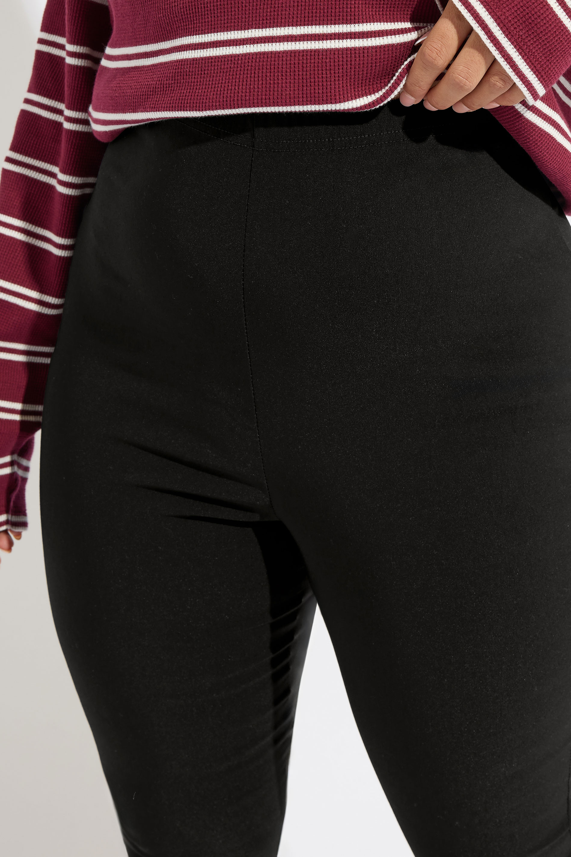 YOURS Curve Plus Size Black Flare Bengaline Trousers | Yours Clothing  4