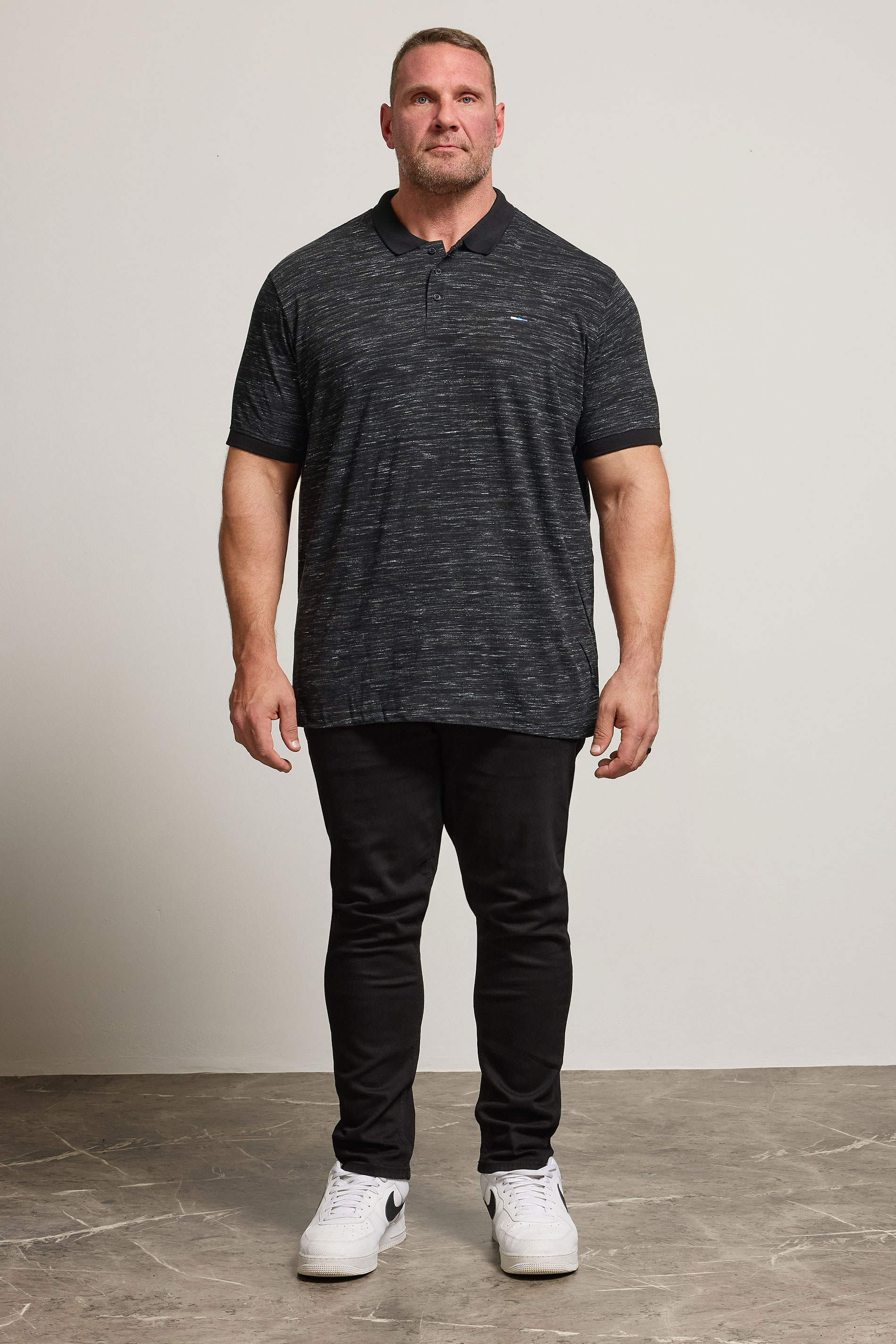 BadRhino Big & Tall Black Marl Polo Shirt | BadRhino 1