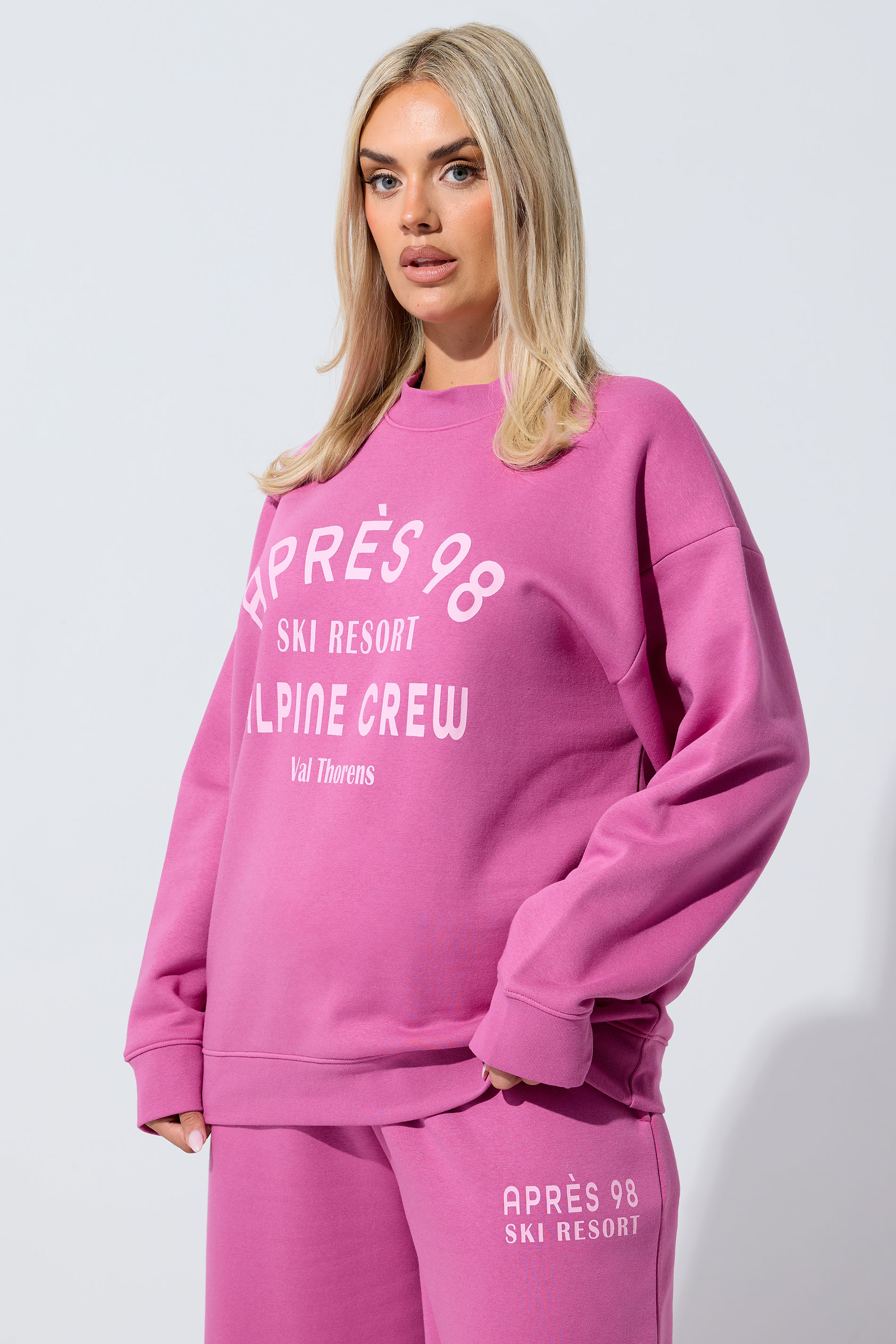 LIMITED COLLECTION Plus Size Pink 'Après 98' Slogan Sweatshirt | Yours Clothing 3