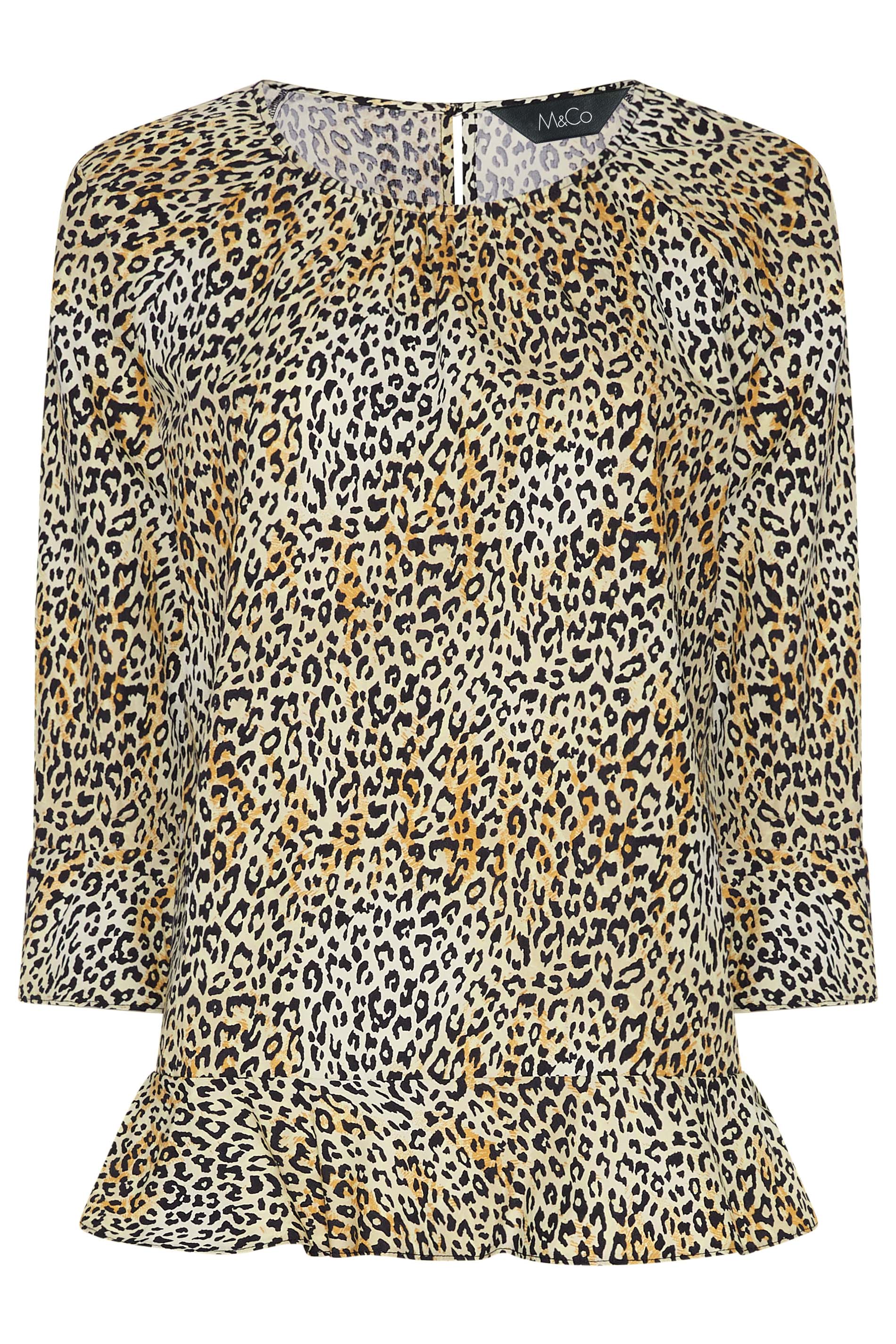M&Co Brown Leopard Print Frill Hem Cotton Top | M&Co 2