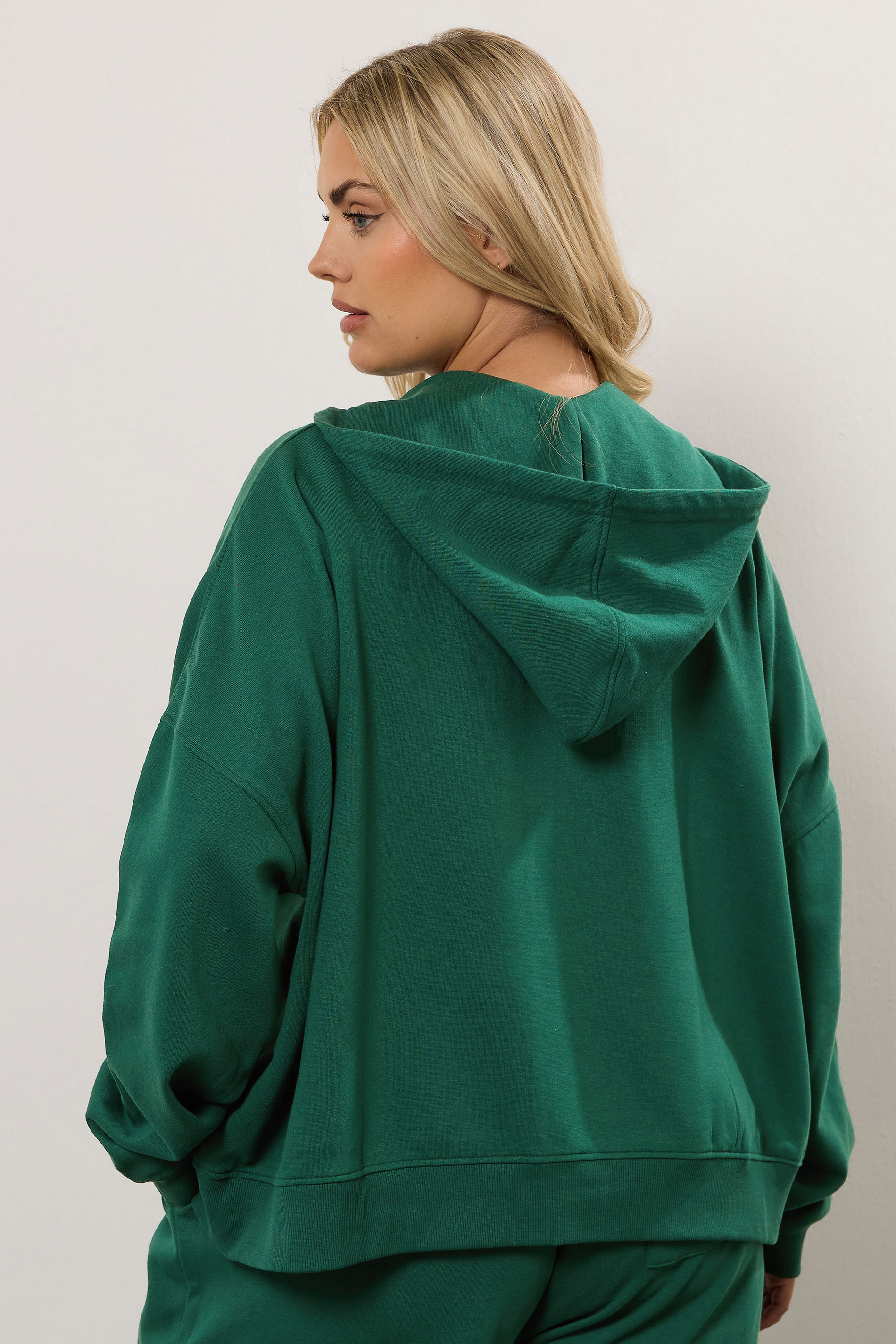 YOURS Plus Size Green 'LA' Zip Hoodie | Yours Clothing 5