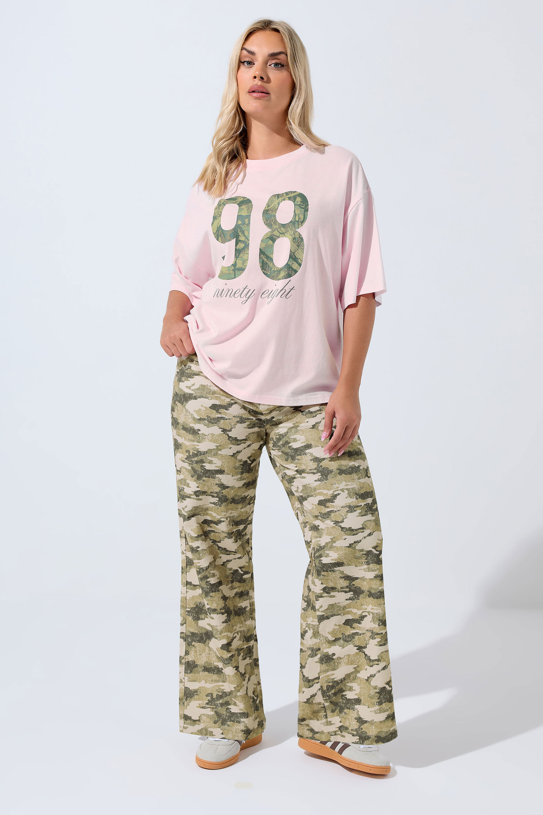 LIMITED COLLECTION Plus Size Khaki Green Camo Wide Leg Jeans | Yours Clothing 3
