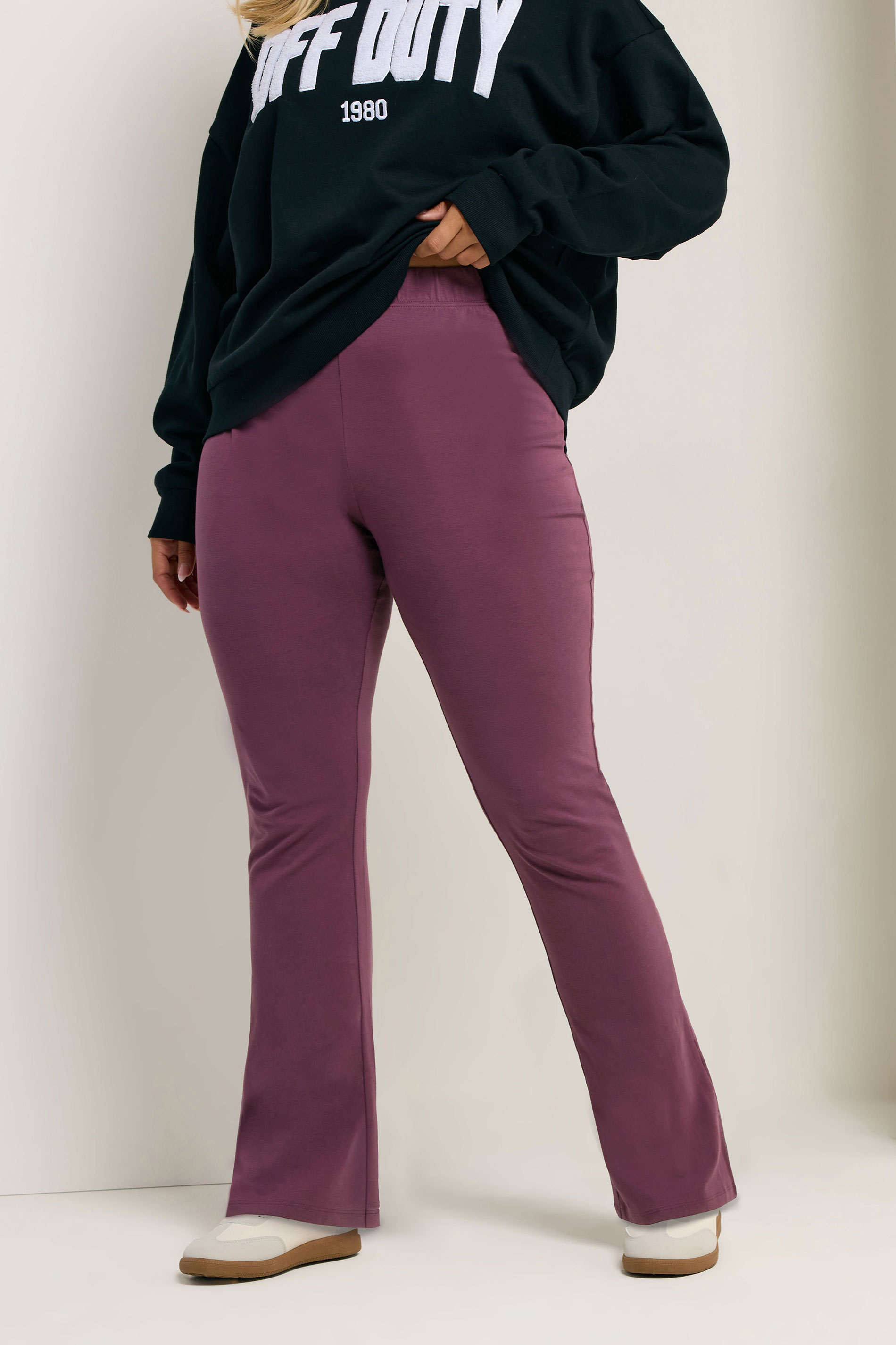 YOURS Plus Size Burgundy Red Flared Leggings | Yours Clothing 1