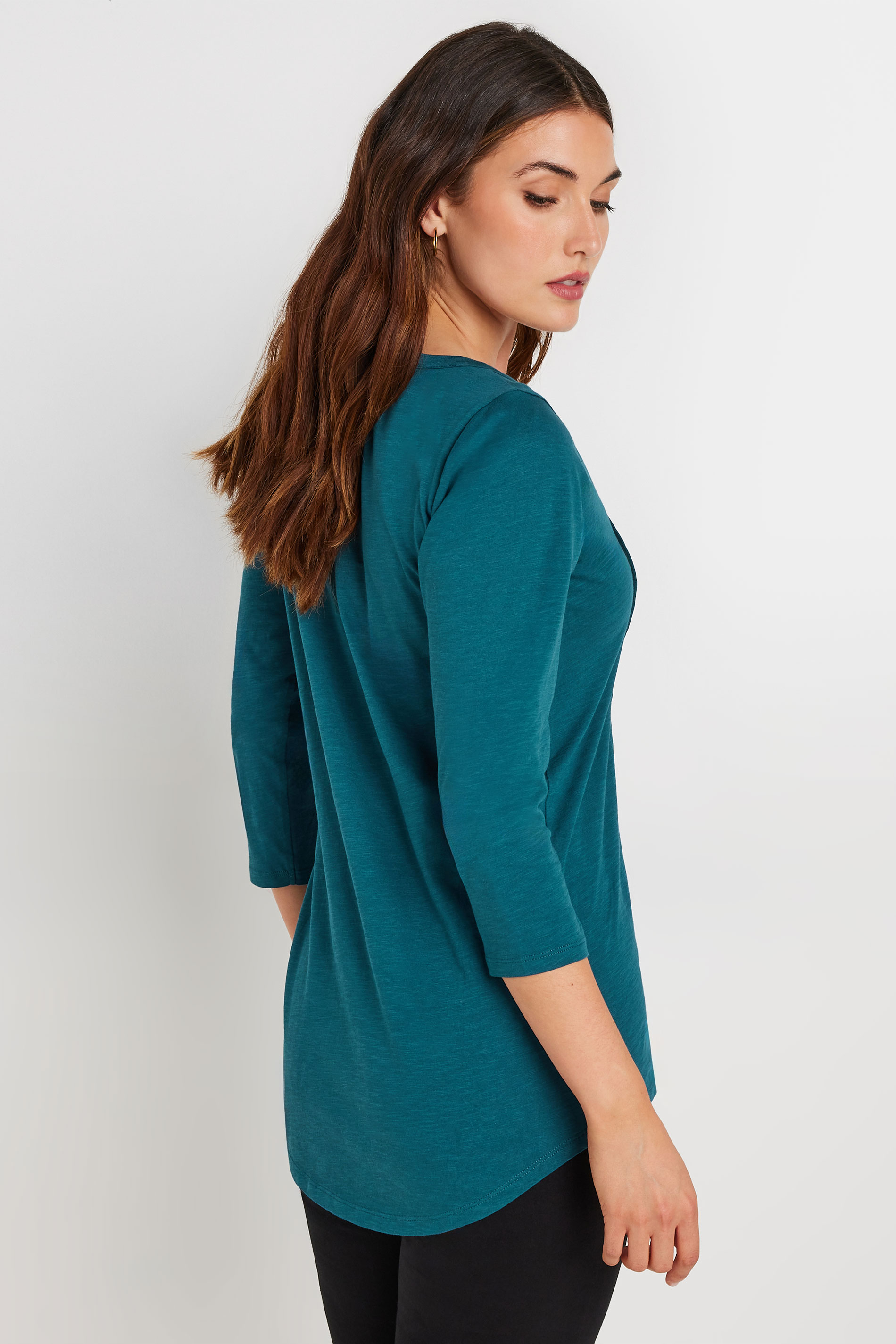 LTS Tall 2 PACK Charcoal Grey & Teal Blue Cotton Henley Tops | Long Tall Sally 5