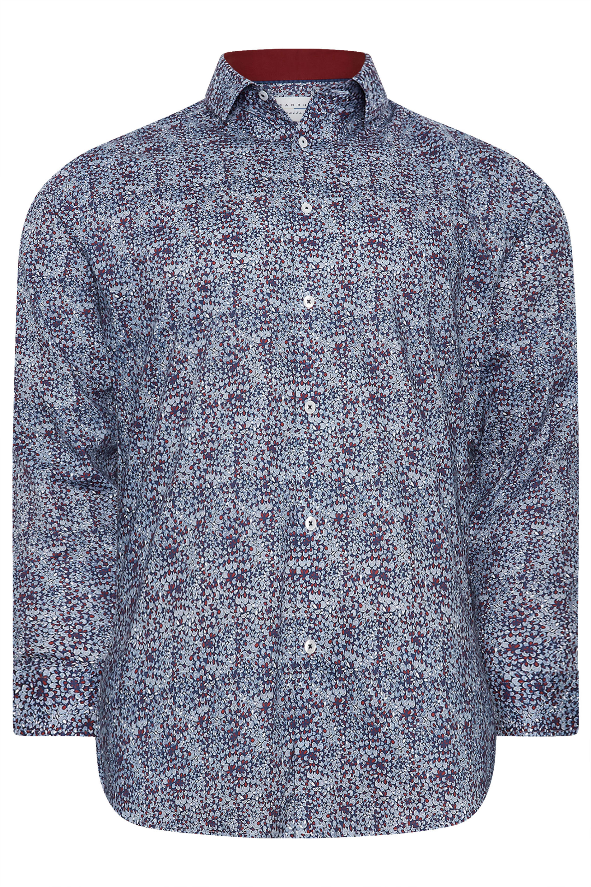 BadRhino Big & Tall Navy Blue & Red Floral Print Formal Shirt | BadRhino 2