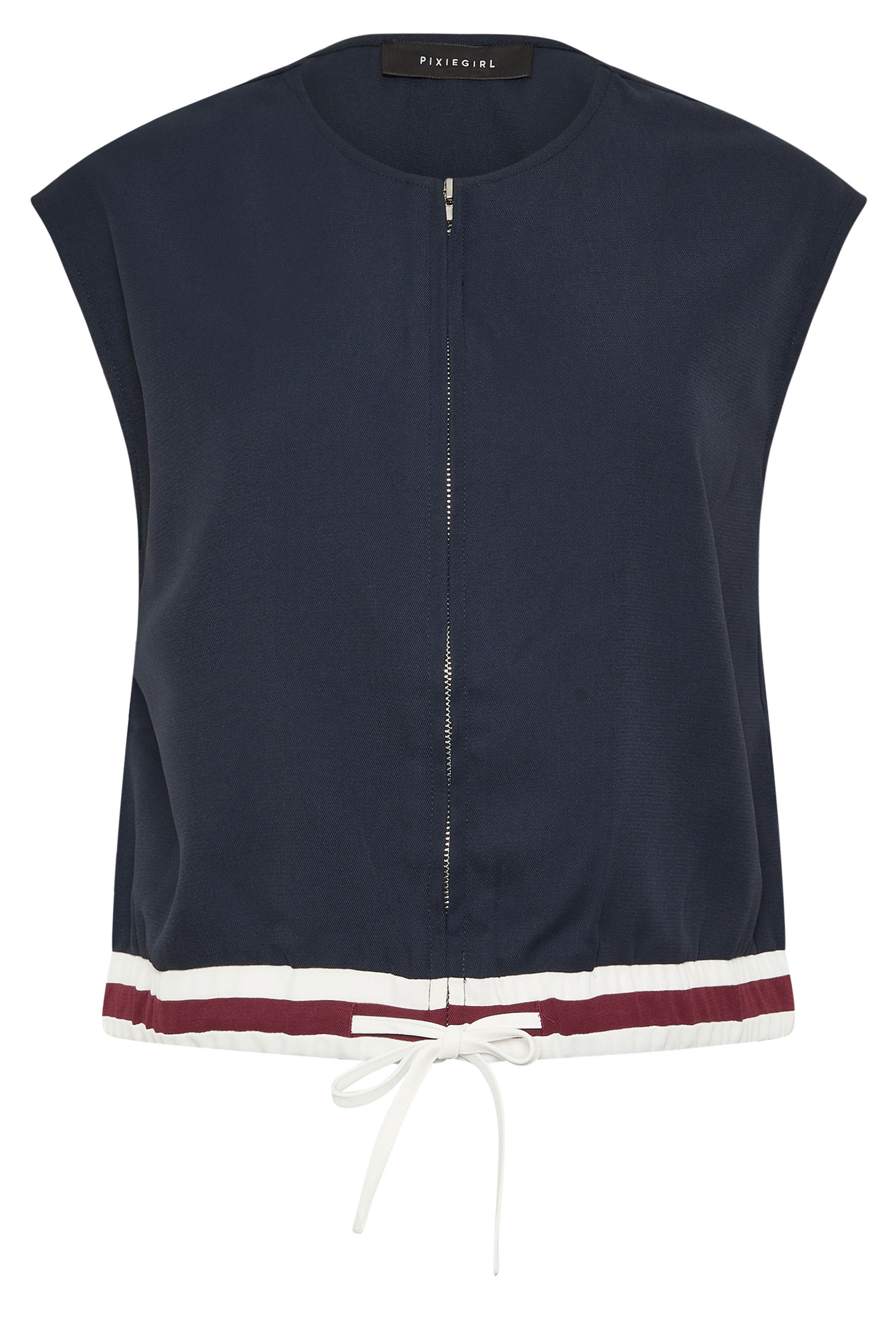 PixieGirl Petite Women's Navy Blue Contrast Sleeveless Jacket Top | PixieGirl 5