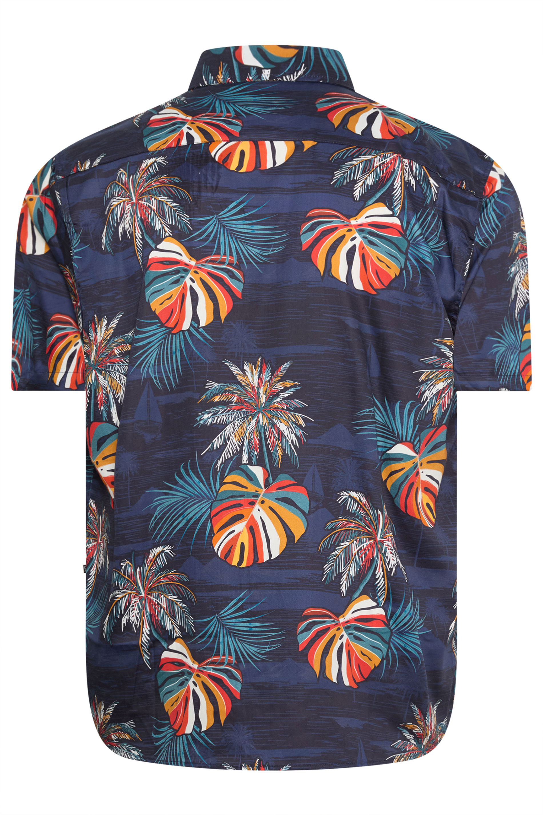 KAM Big & Tall Navy Blue Palm Print Shirt | BadRhino 4