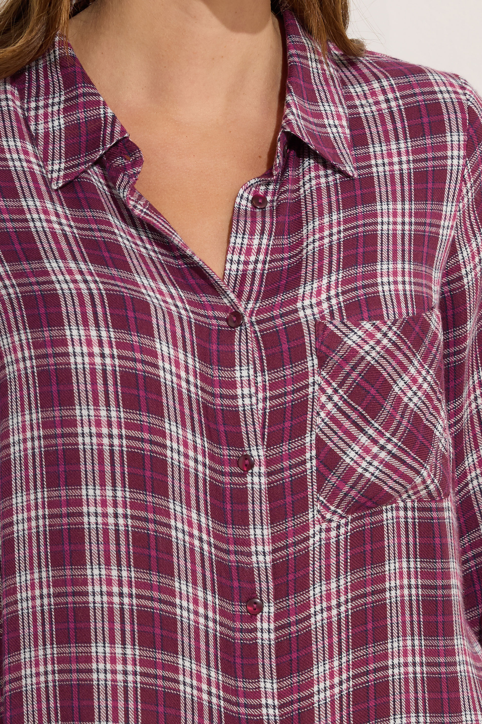 M&Co Berry Purple & White Checked Shirt | M&Co 5