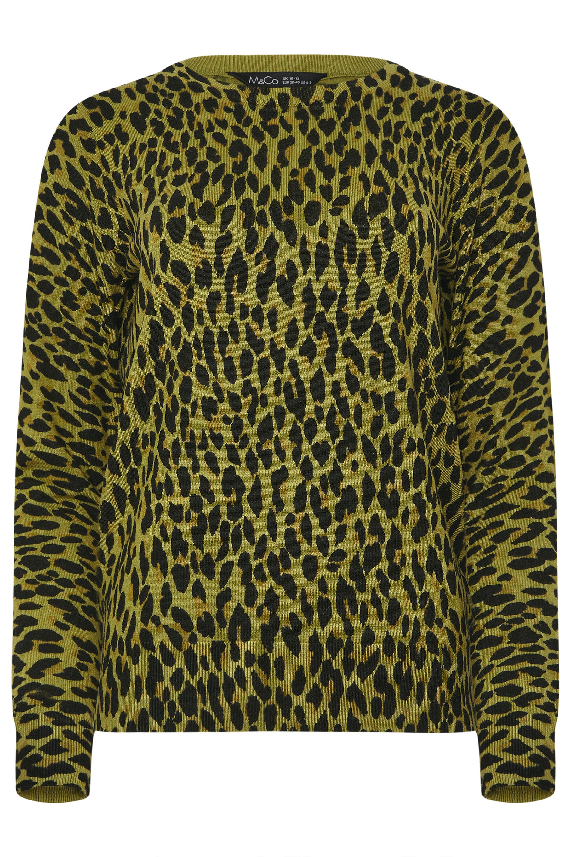 M&Co Green Leopard Print Crew Neck Jumper | M&Co 5