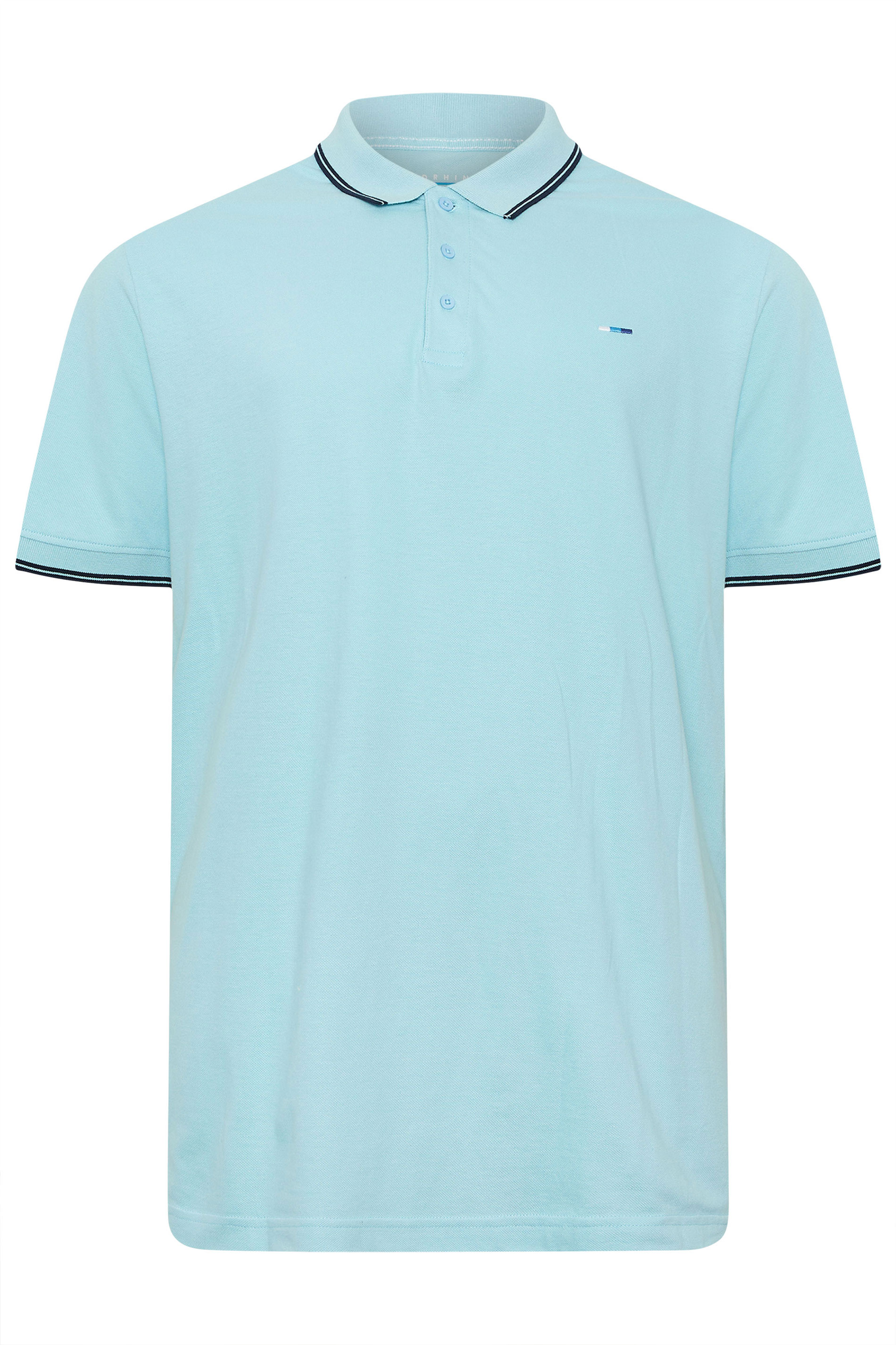 BadRhino Big & Tall 3 Pack Blue & Orange Tipped Polo Shirts | BadRhino 11