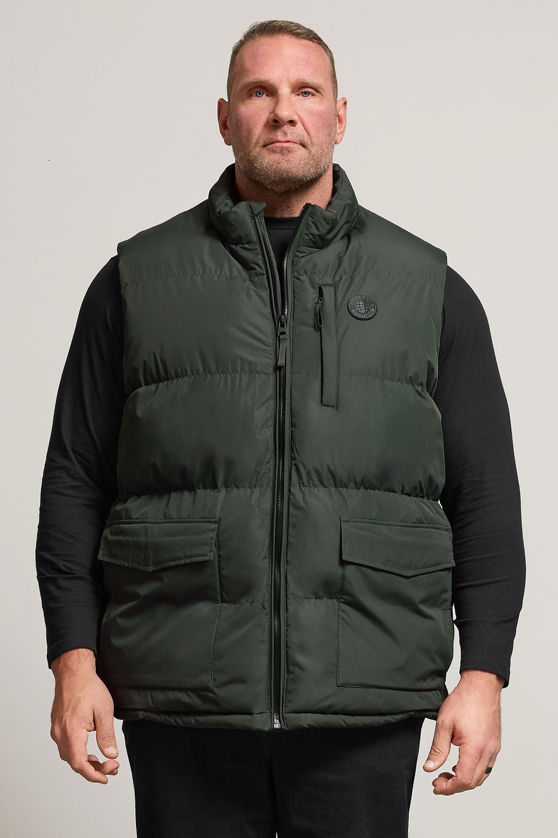 BadRhino Big & Tall Dark Green Zip Through Gilet | BadRhino 3