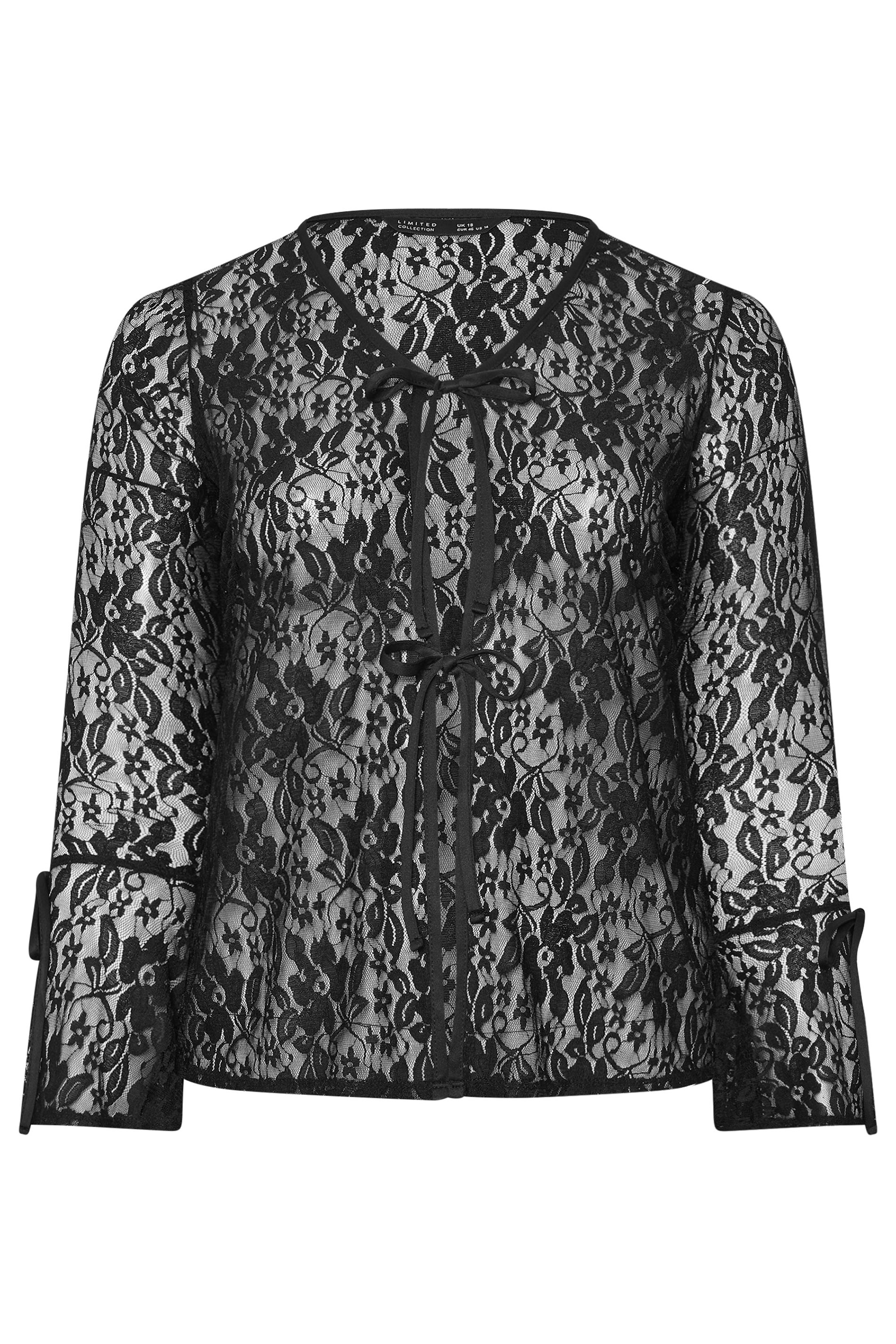 LIMITED COLLECTION Plus Size Black Long Sleeve Lace Top | Yours Clothing 5