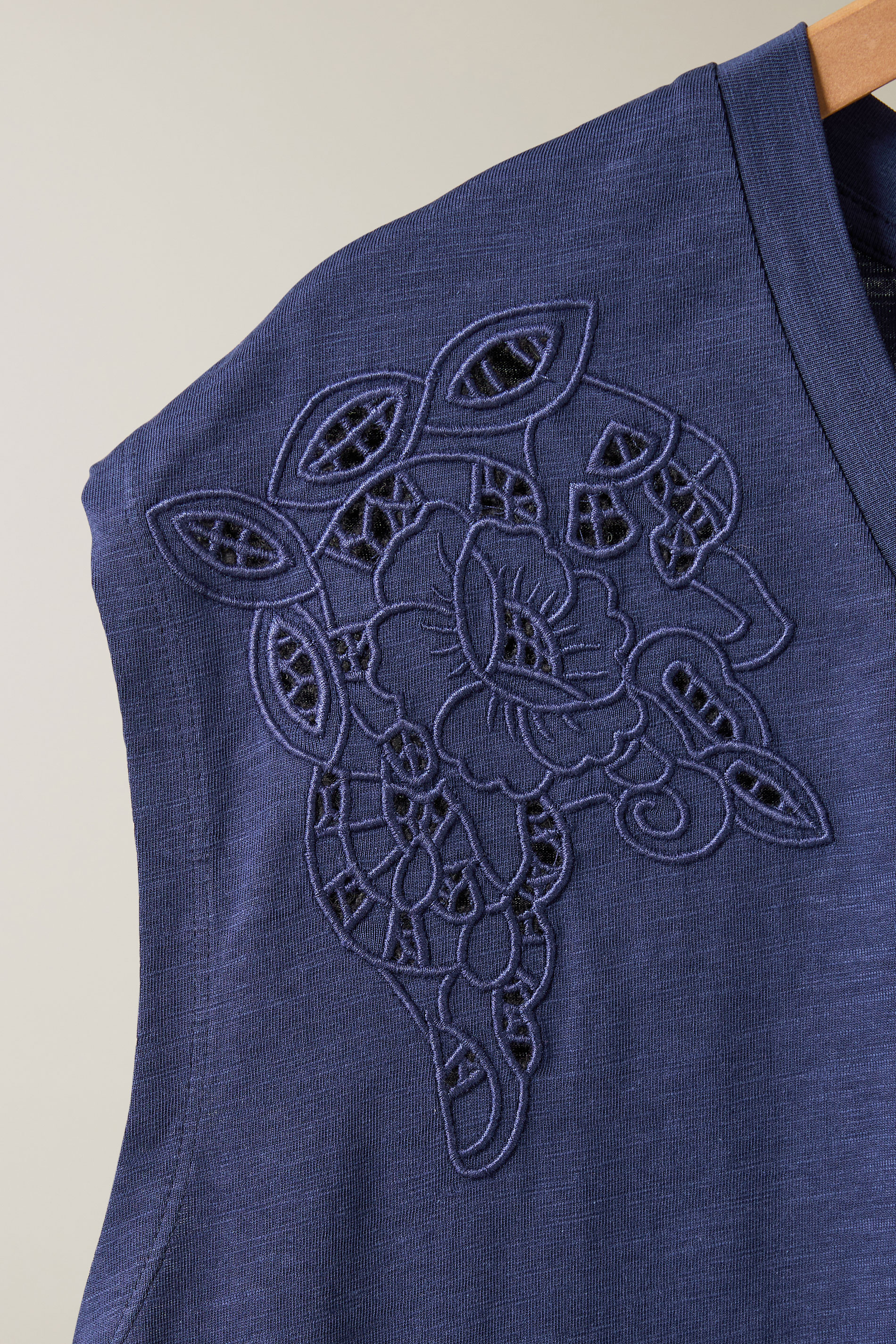 EVANS Plus Size Navy Blue Broderie Anglaise Vest Top | Evans 6