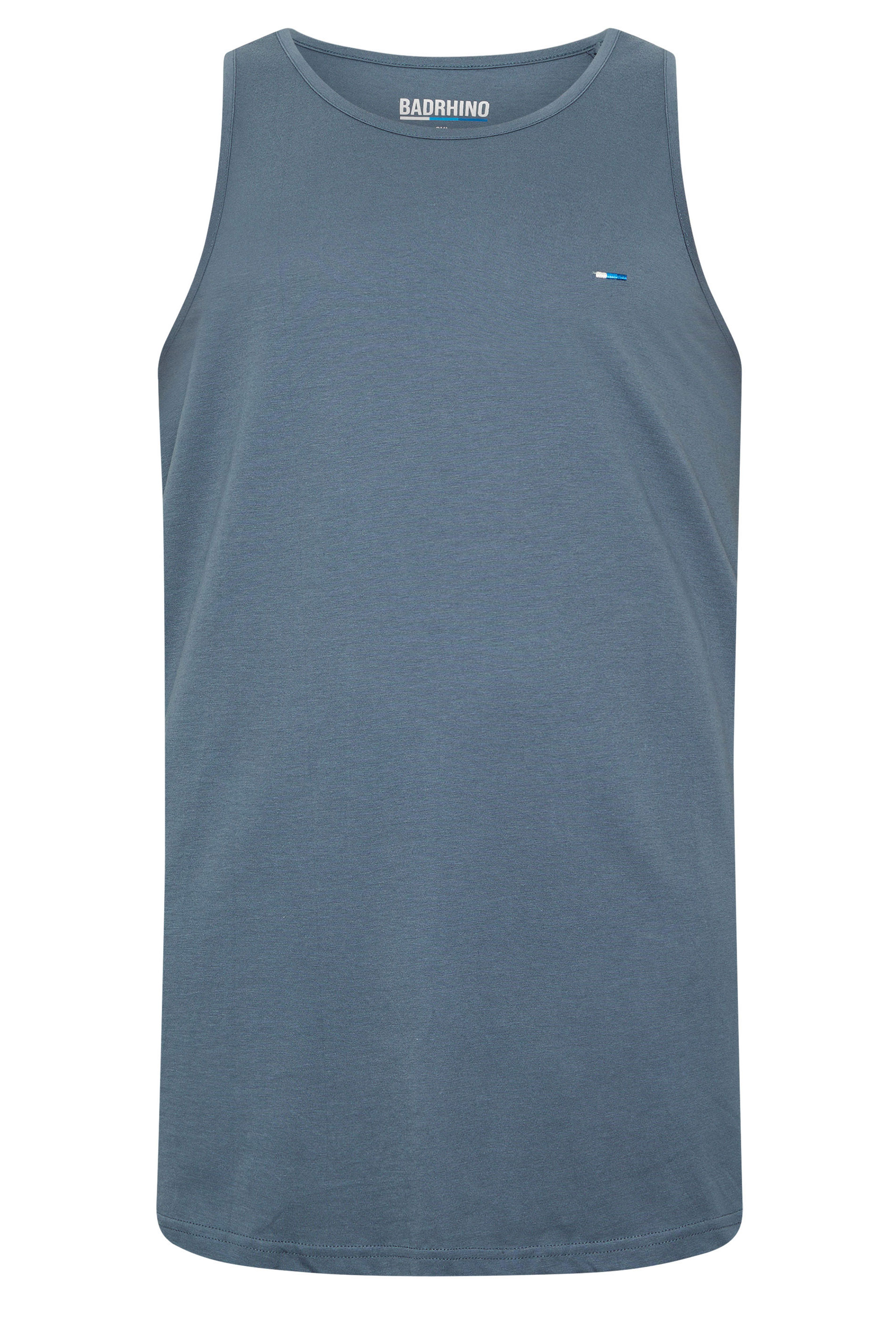 BadRhino Big & Tall 3 Pack Blue/Green/Brown Extra Long Plain Vest Top | BadRhino 10
