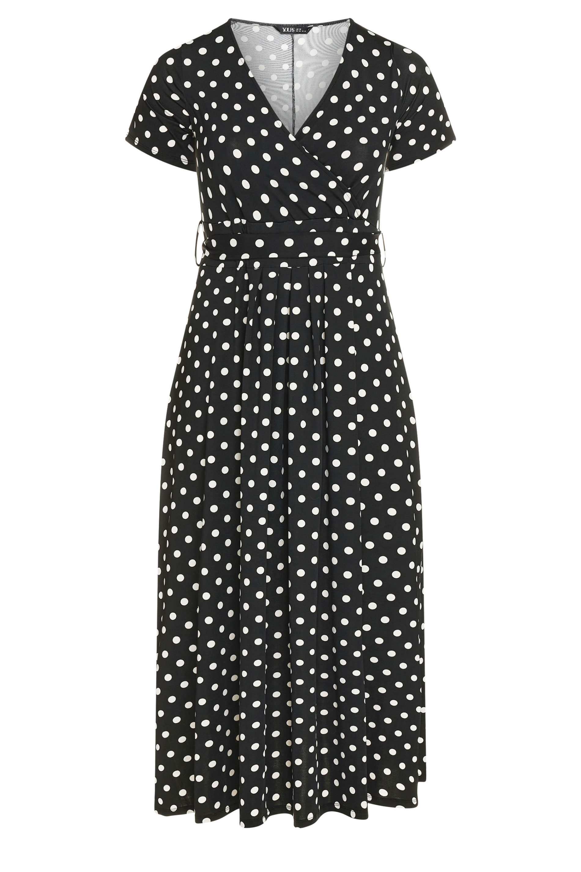 YOURS Plus Size Black Polka Dot Print Maxi Wrap Dress | Yours Clothing 5