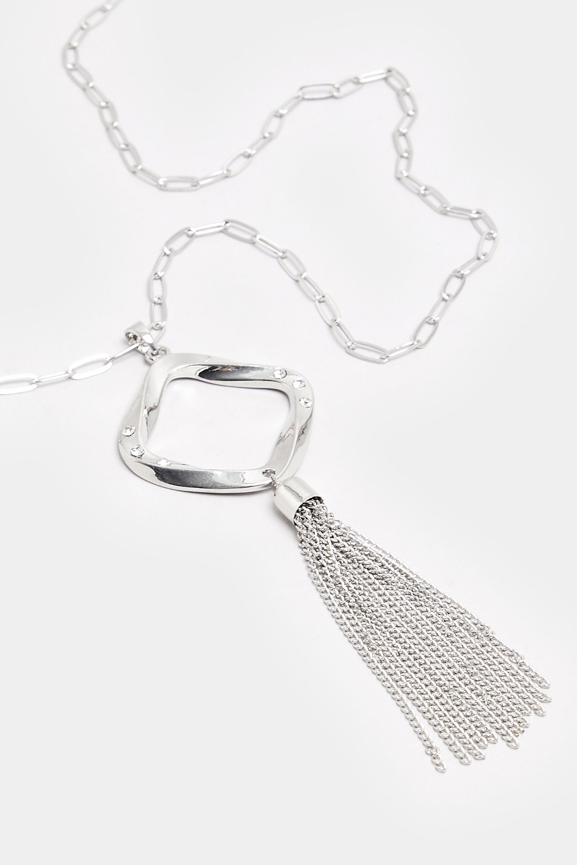 Silver Tone Knot Tassel Longline Necklace | Yours Clothing 2