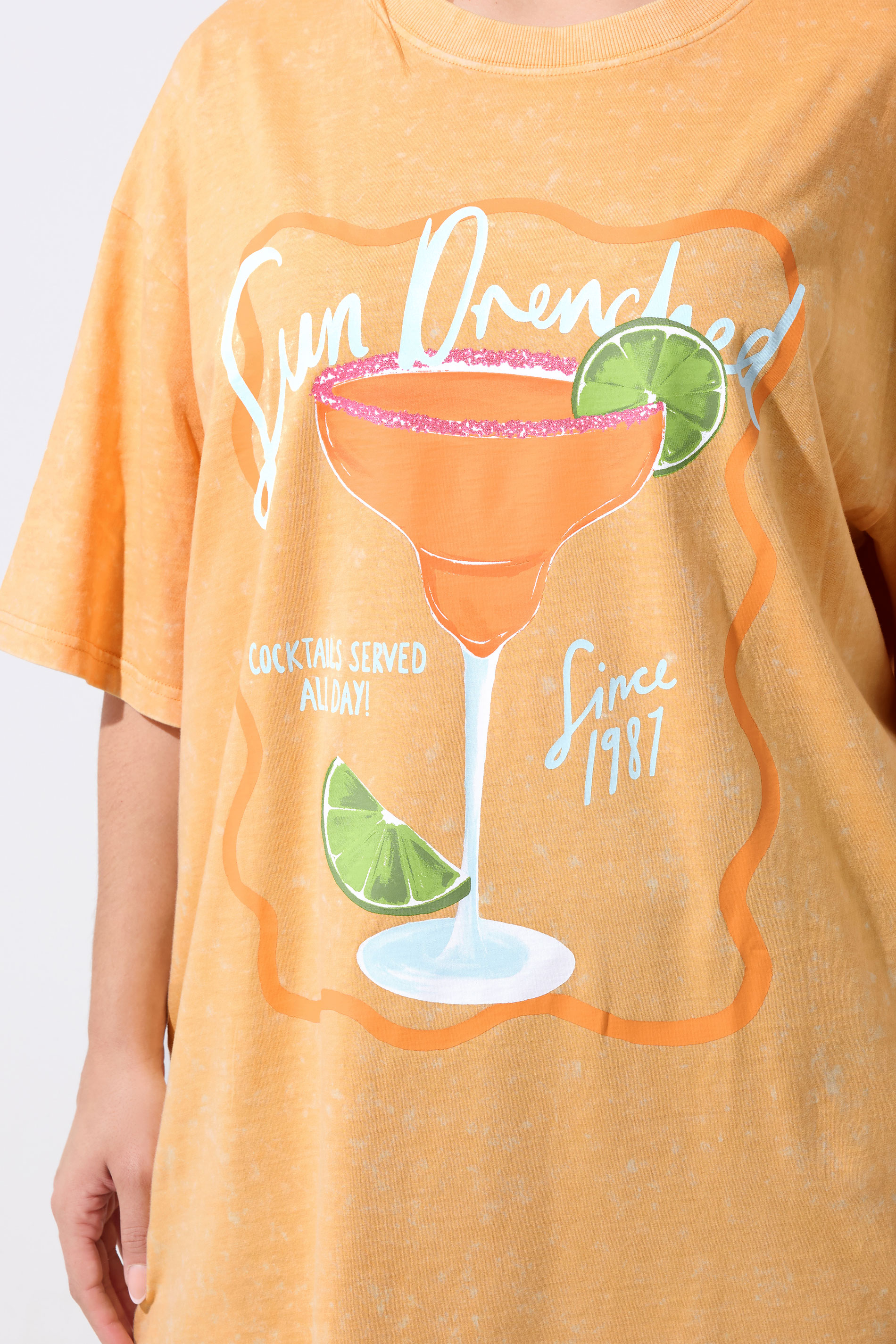 LIMITED COLLECTION Plus Size Orange Longline 'Sun Drenched' Acid Wash T-Shirt | Yours Clothing 4