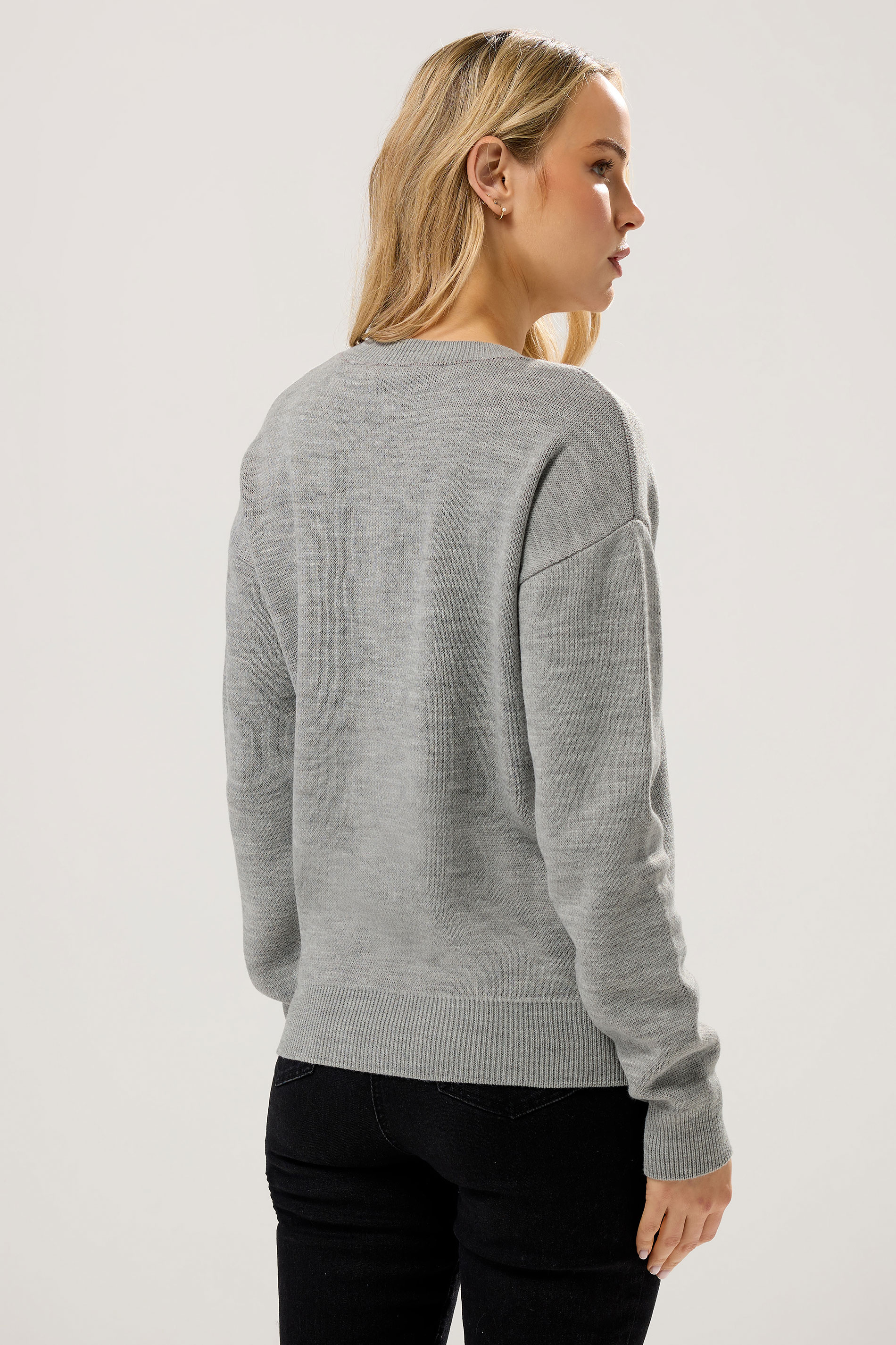 LTS Tall Grey 'Martini Club' Knitted Slogan Jumper | Long Tall Sally 2