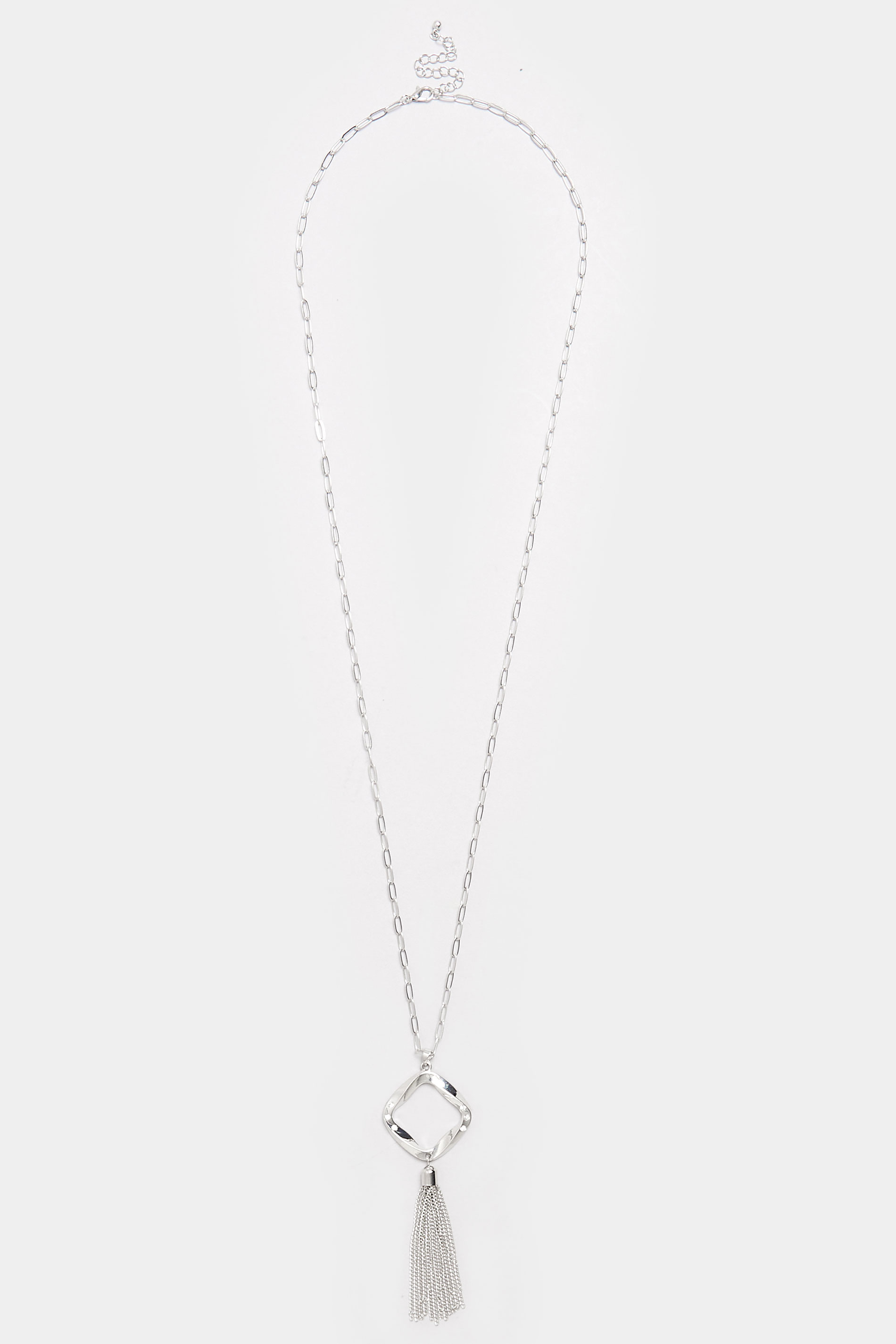 Silver Tone Knot Tassel Longline Necklace | Yours Clothing 3