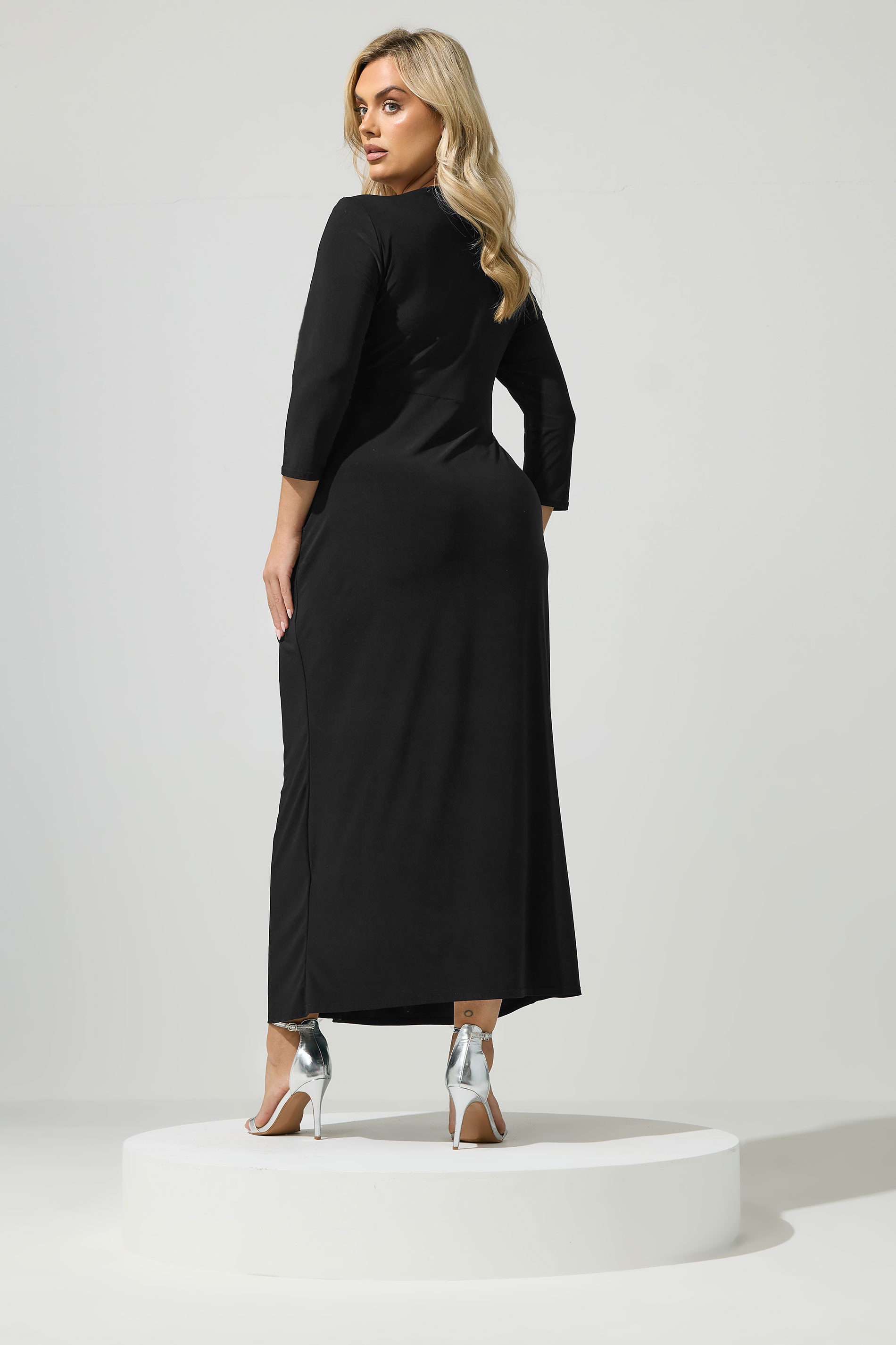 YOURS LONDON Plus Size Black Maxi Wrap Dress | Yours Clothing 2