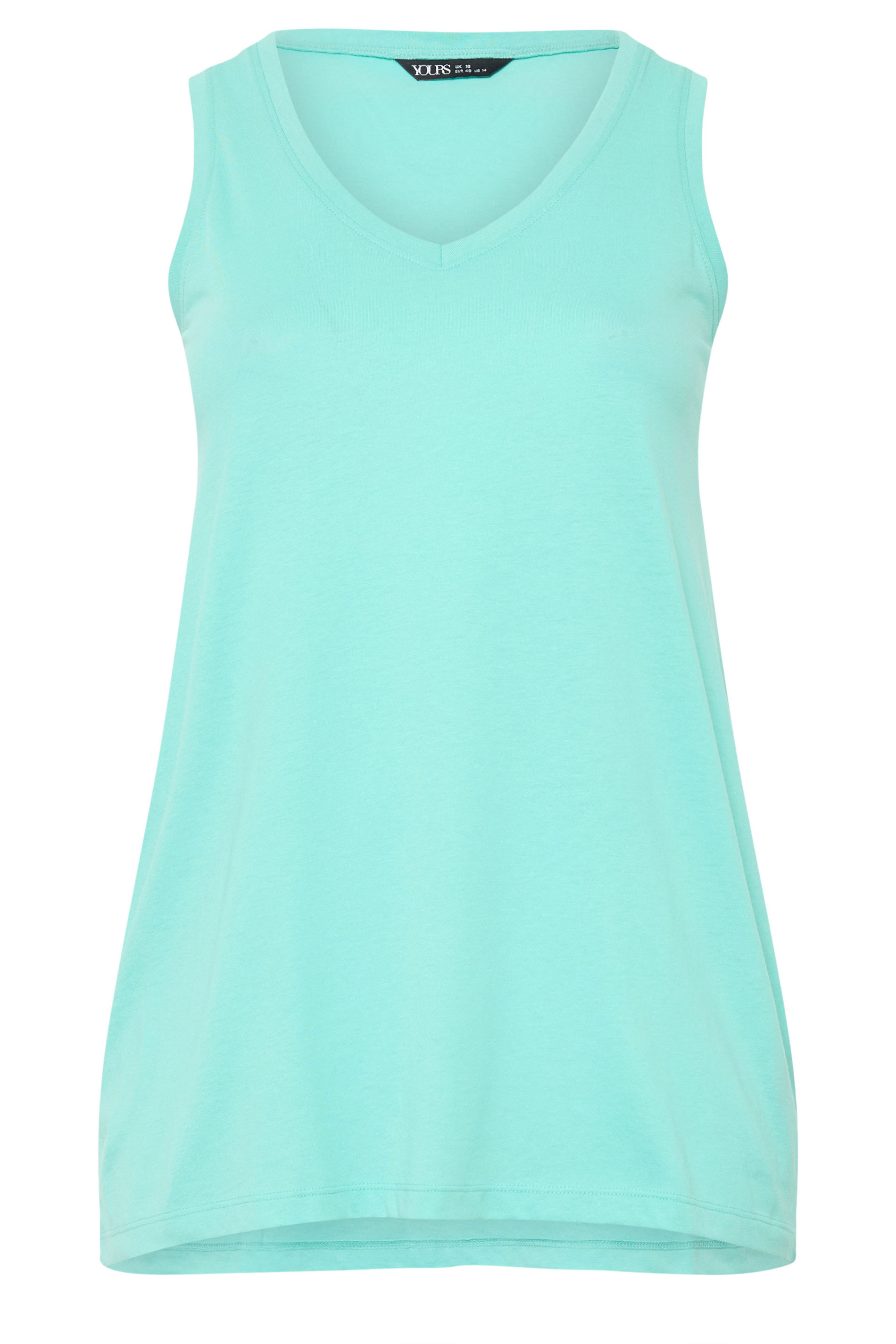 YOURS Plus Size Blue V-Neck Basic Vest Top | Vest Top 5