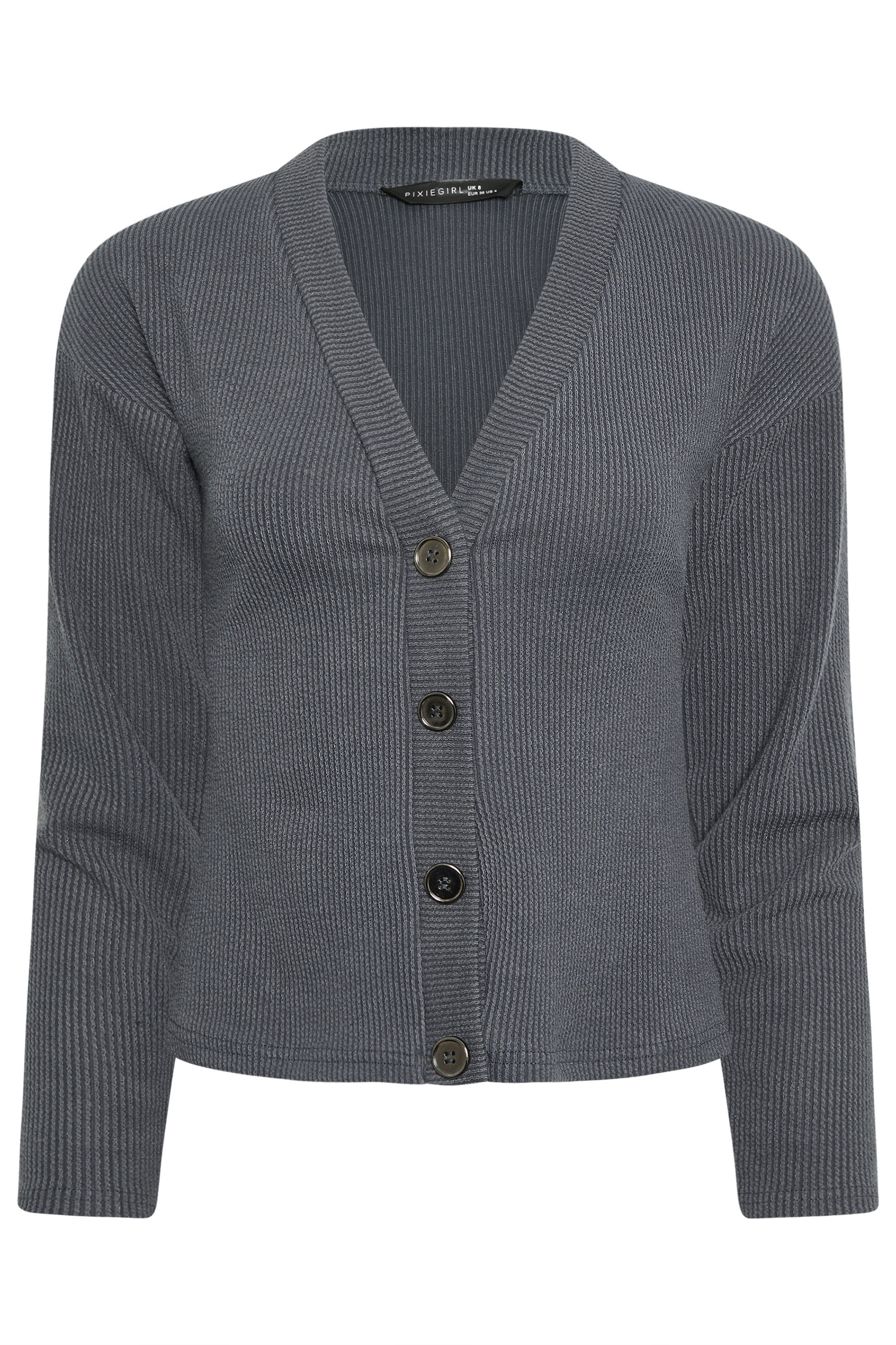 PixieGirl Petite Women's Charcoal Grey Textured Cardigan | PixieGirl 5