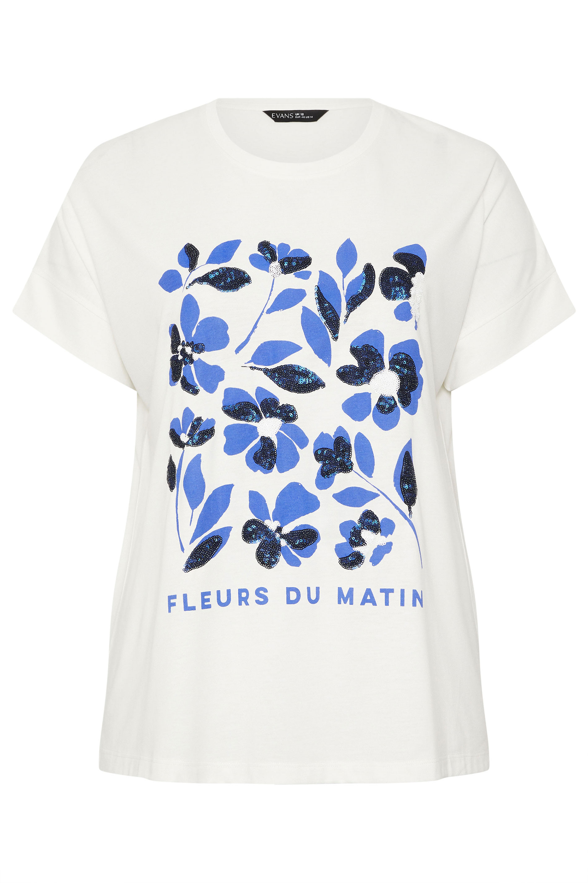 EVANS Plus Size White Floral Print Graphic T-Shirt | Evans 6