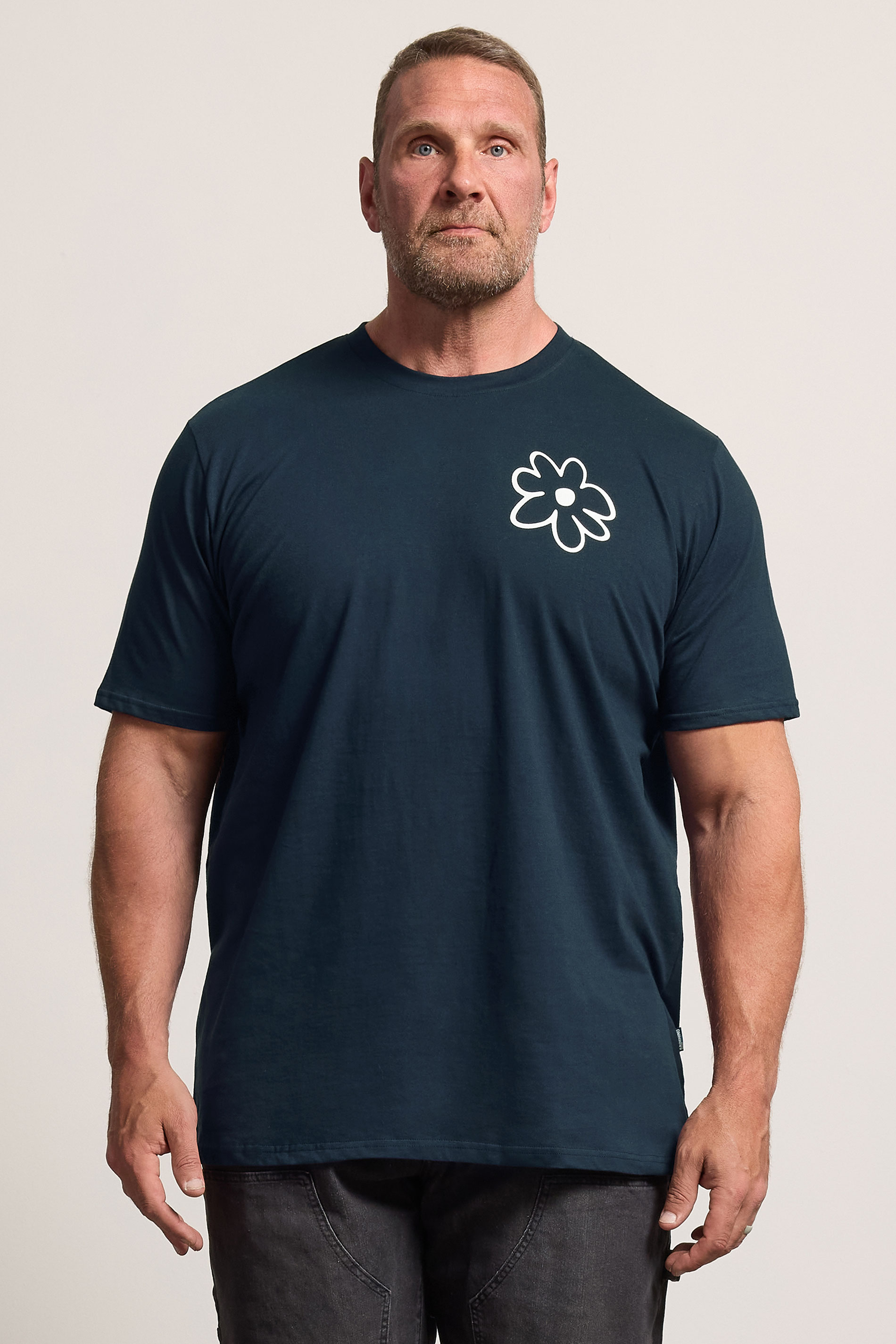 BadRhino Big & Tall Navy Blue Extra Long Flower Graphic T-Shirt | BadRhino 3