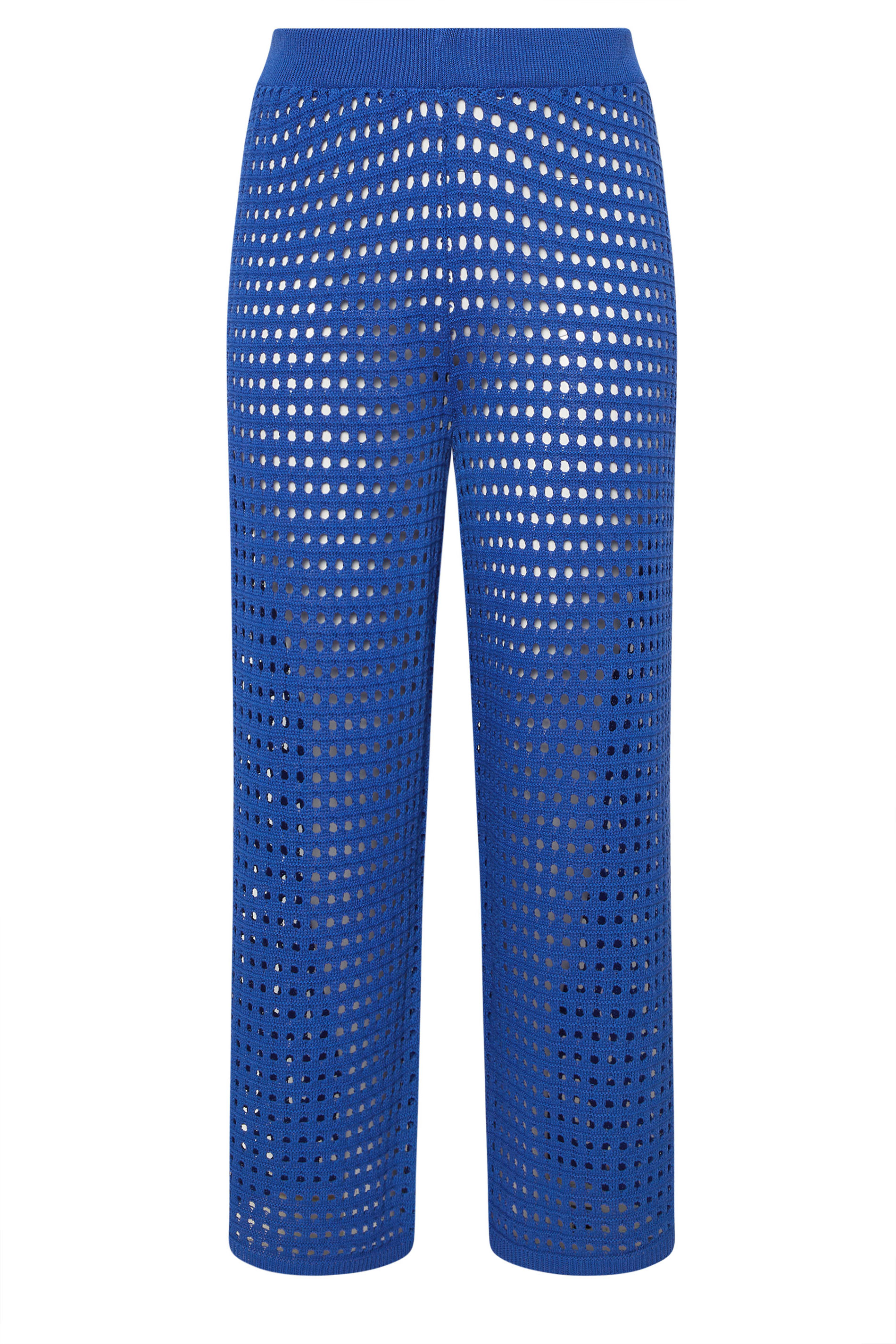 LIMITED COLLECTION Plus Size Cobalt Blue Crochet Wide Leg Trousers | Yours Clothing 6