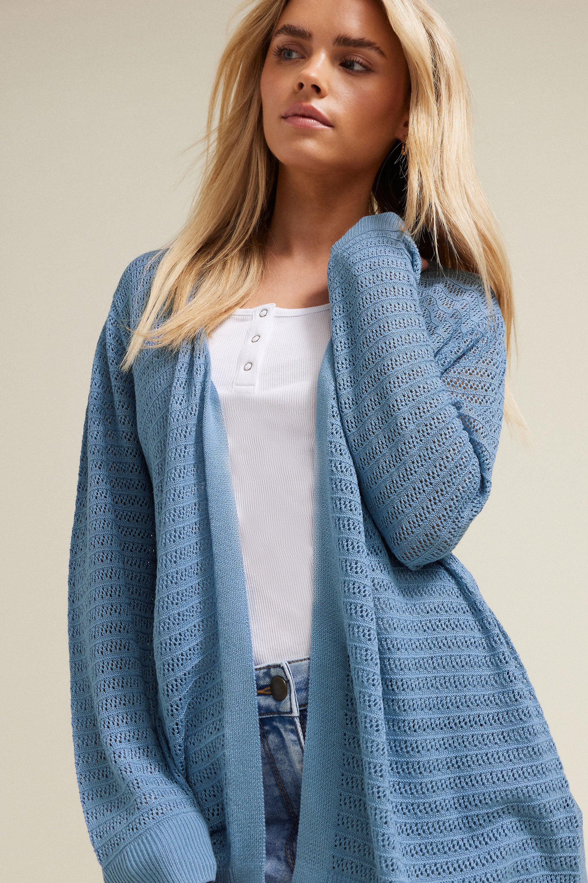 M&Co Petite Blue Pointelle Detail Cardigan | M&Co 2