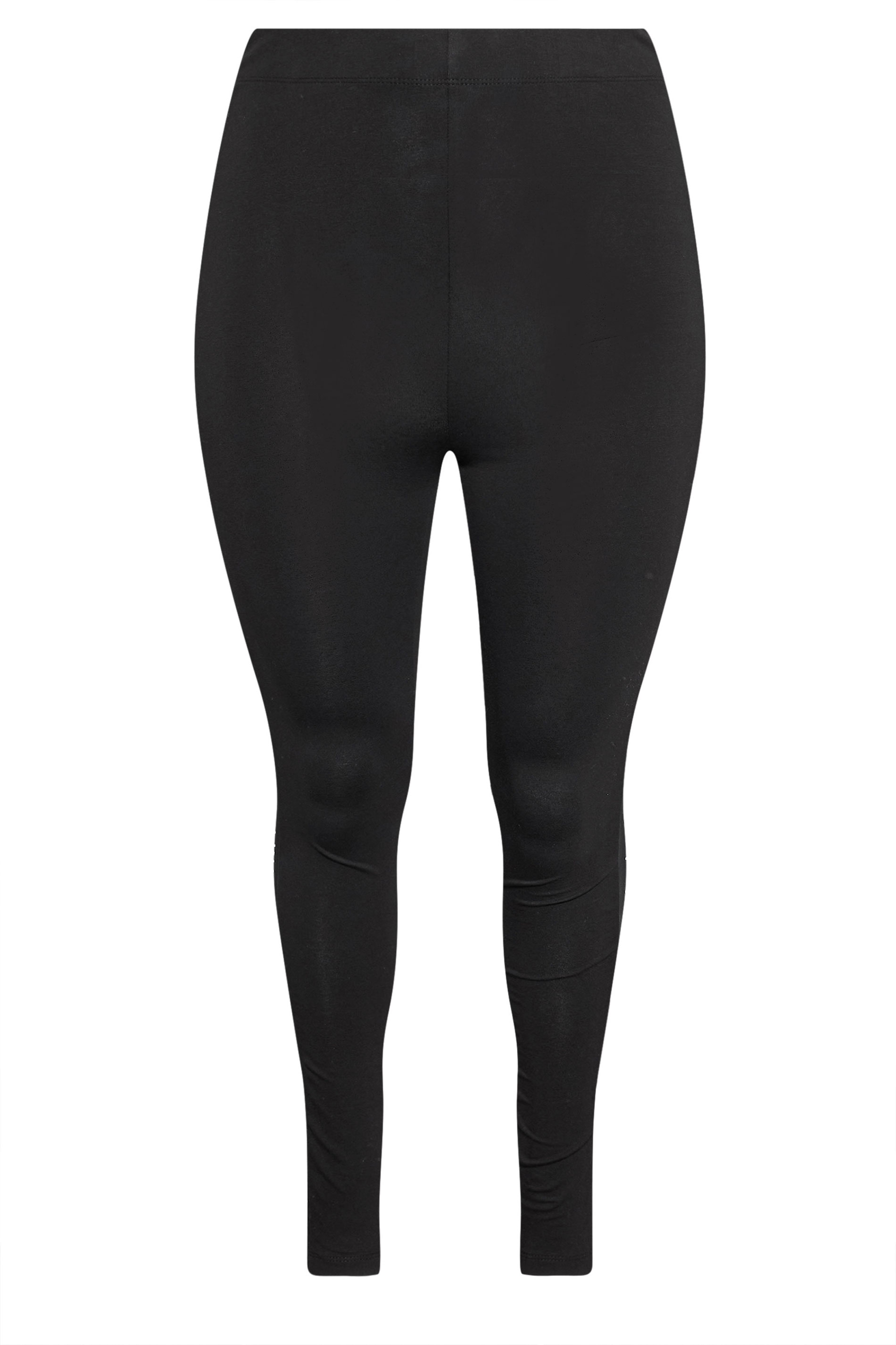YOURS Plus Size Black Diamante Mesh Side Stripe Leggings | Yours Clothing 5