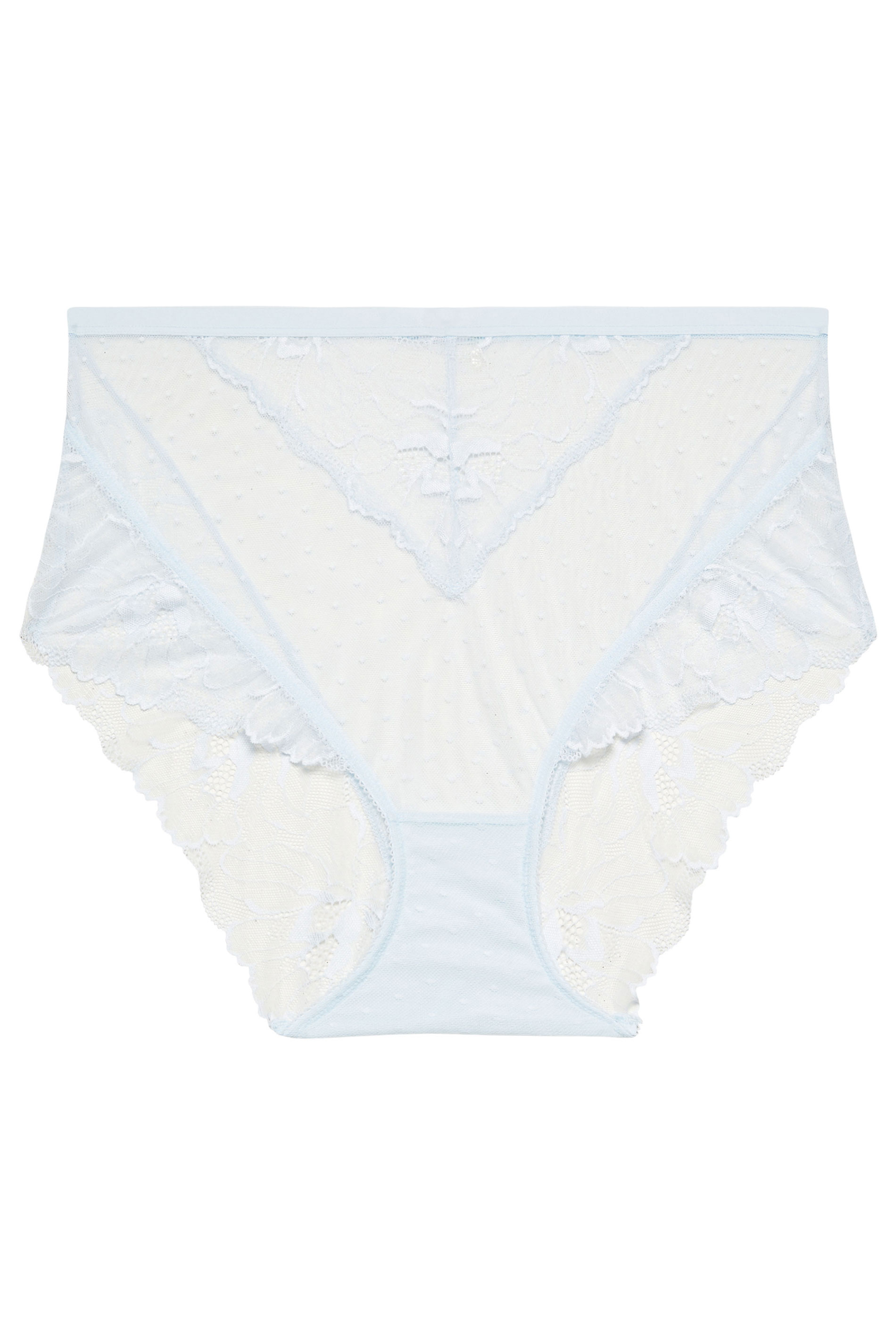 YOURS Plus Size Light Blue Floral Lace Brazilian Briefs | Yours Clothing 5