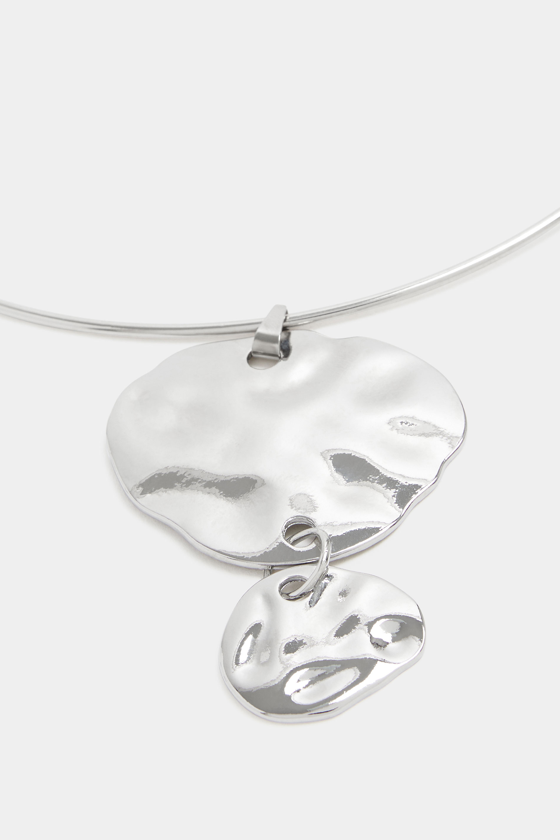 Silver Tone Circle Pendant Collar Necklace | Yours Clothing 2