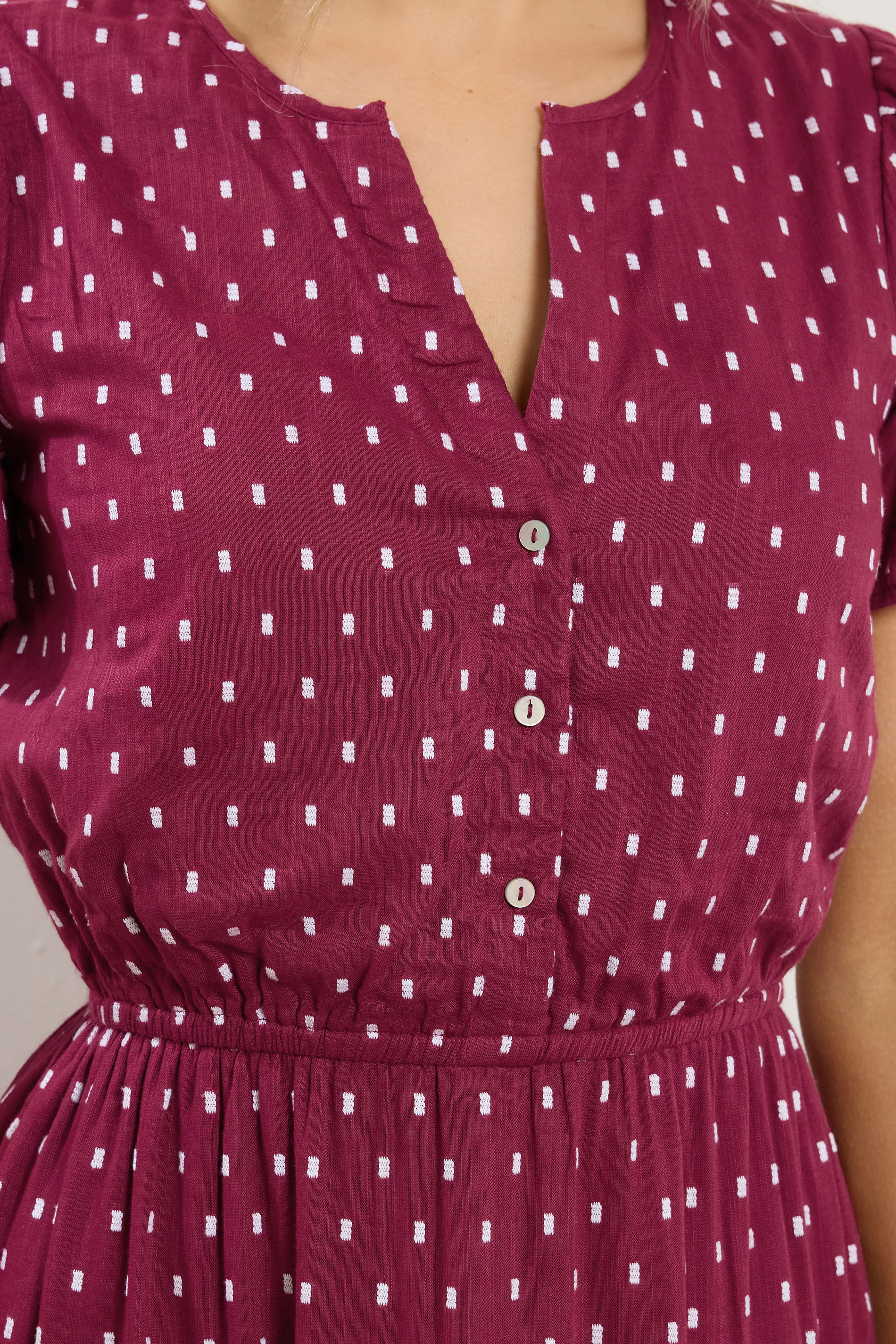 LTS Tall Women's Wine Red Dobby Spot Tiered Maxi Dress | Long Tall Sally 4