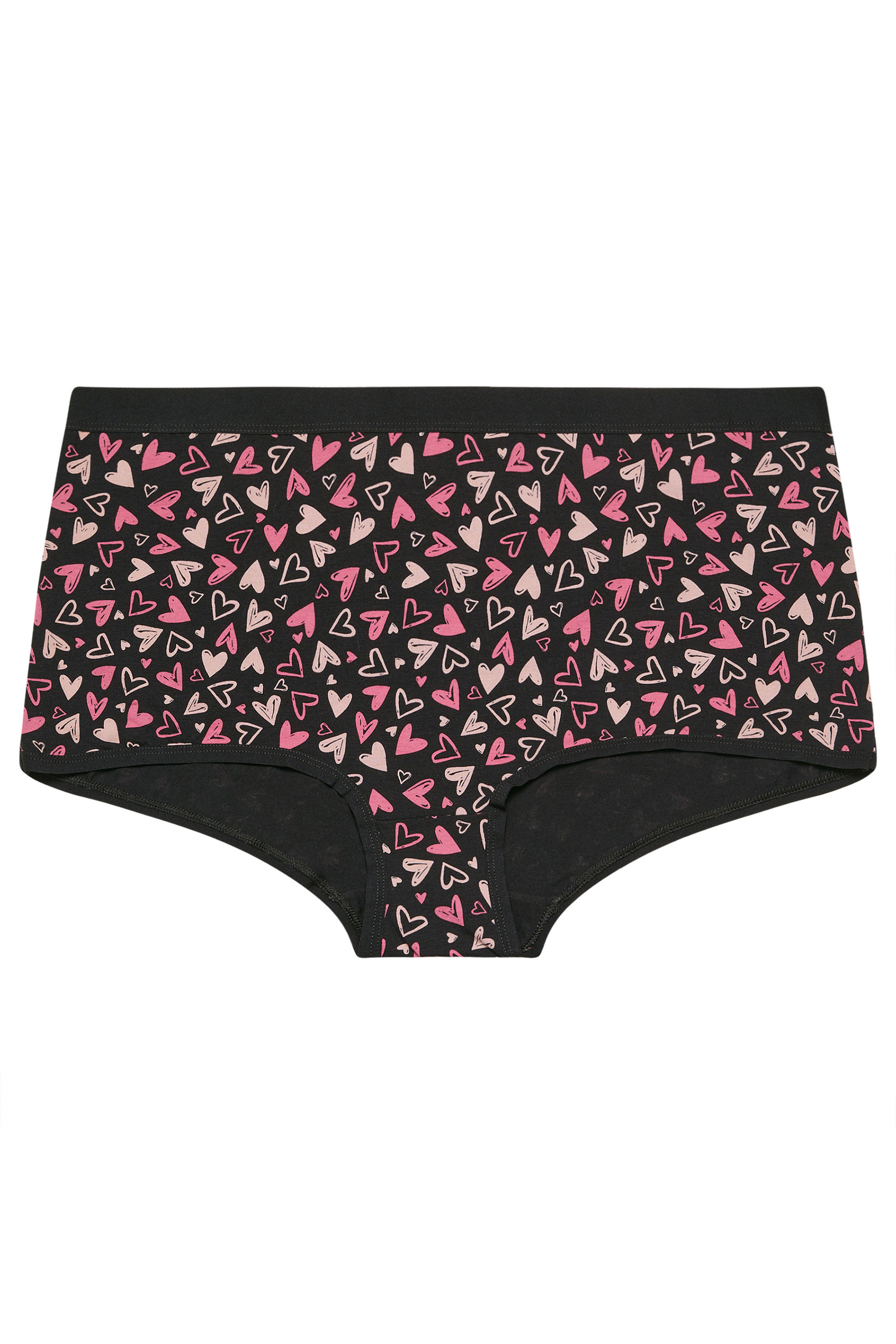 YOURSET 5 PACK Plus Size Black Heart Print Shorts | Yours Clothing 9