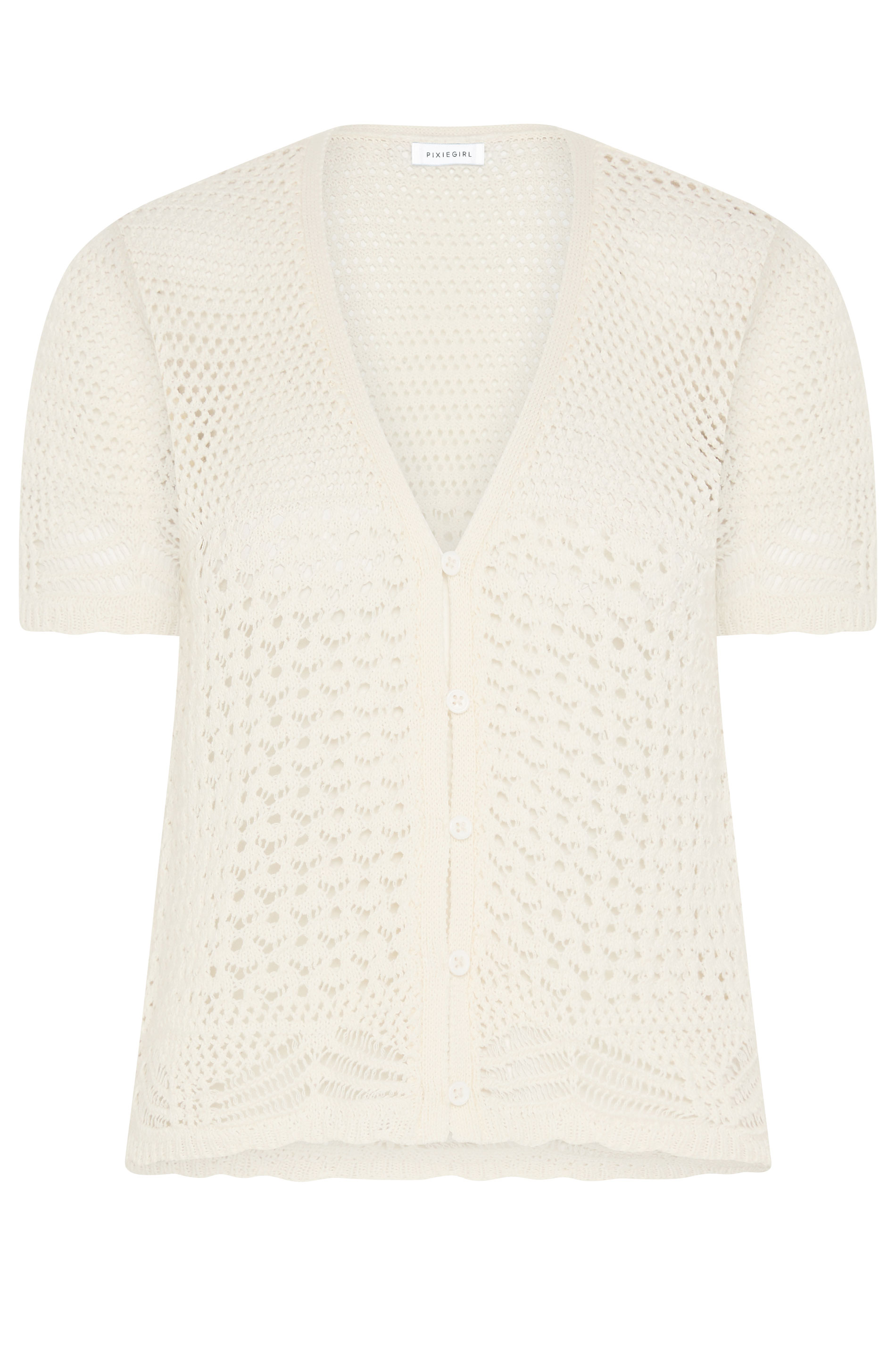 M&Co Petite Ivory White Short Sleeve Crochet Cardigan | M&Co 5