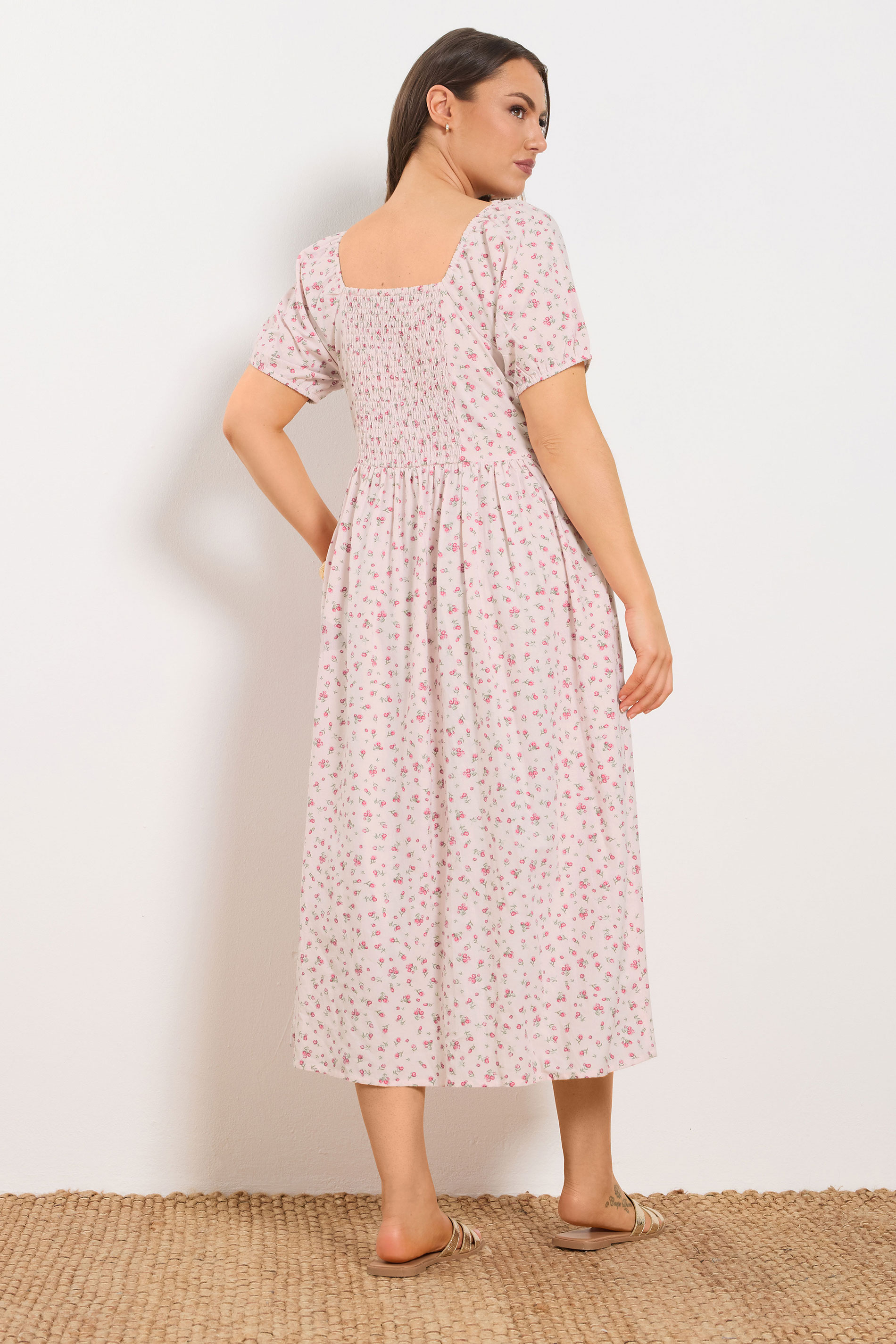 YOURS Plus Size Pink Ditsy Print Maxi Dress | Yours Clothing 4
