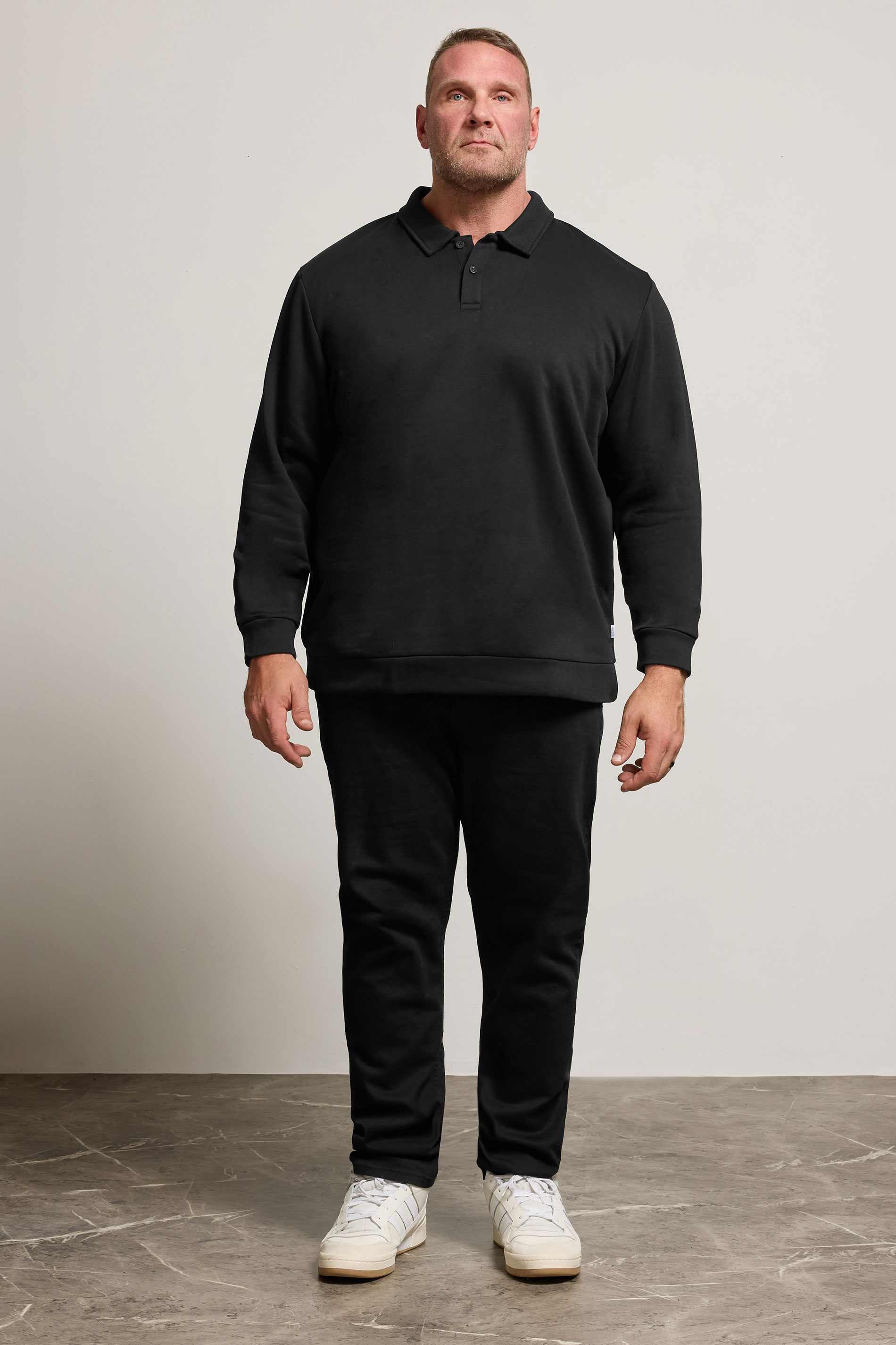 JACK & JONES Big & Tall Black Radley Polo Sweatshirt | BadRhino 1