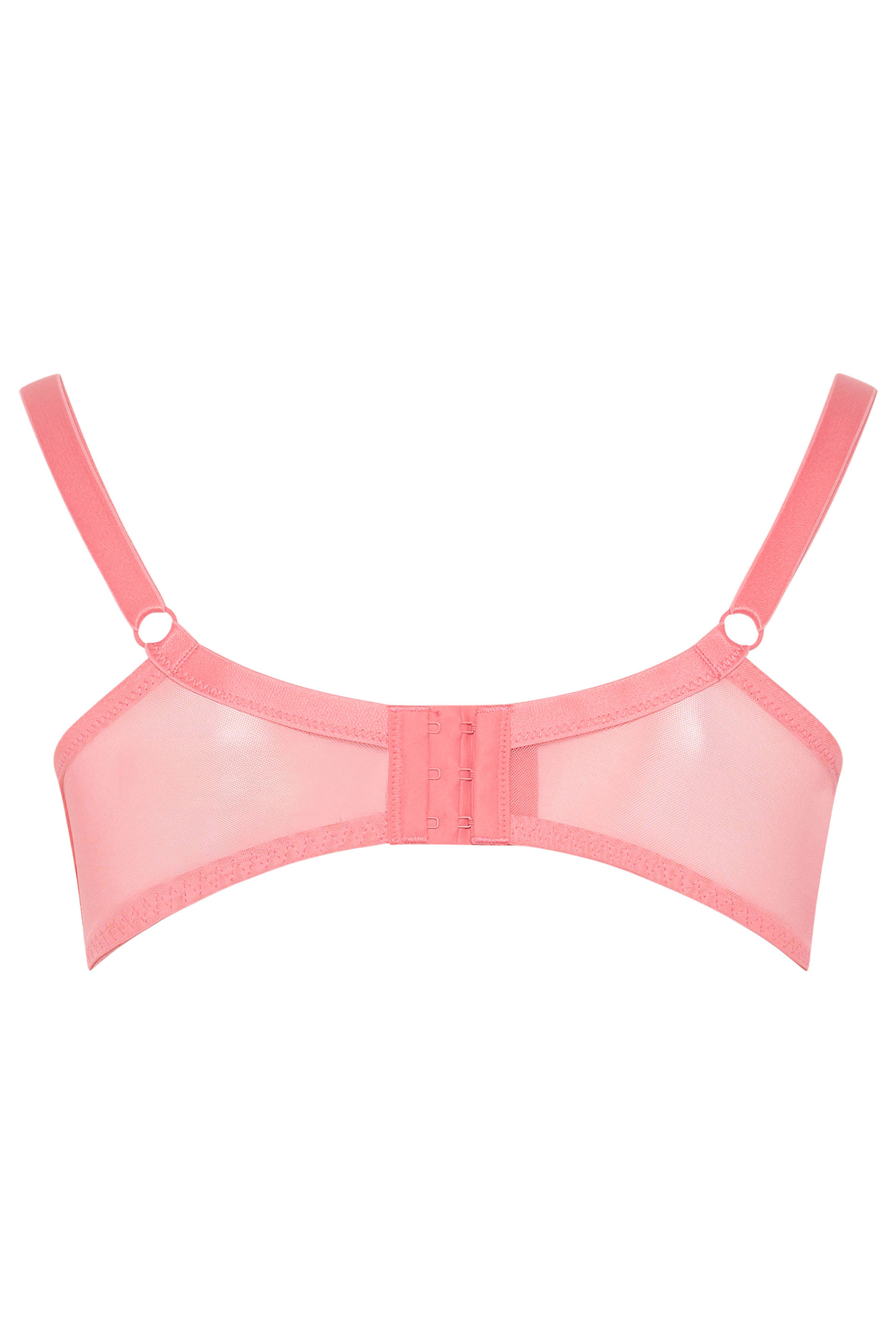 YOURS Plus Size Pink Fishnet Lace Underwired Bra | Yours Clothing 6