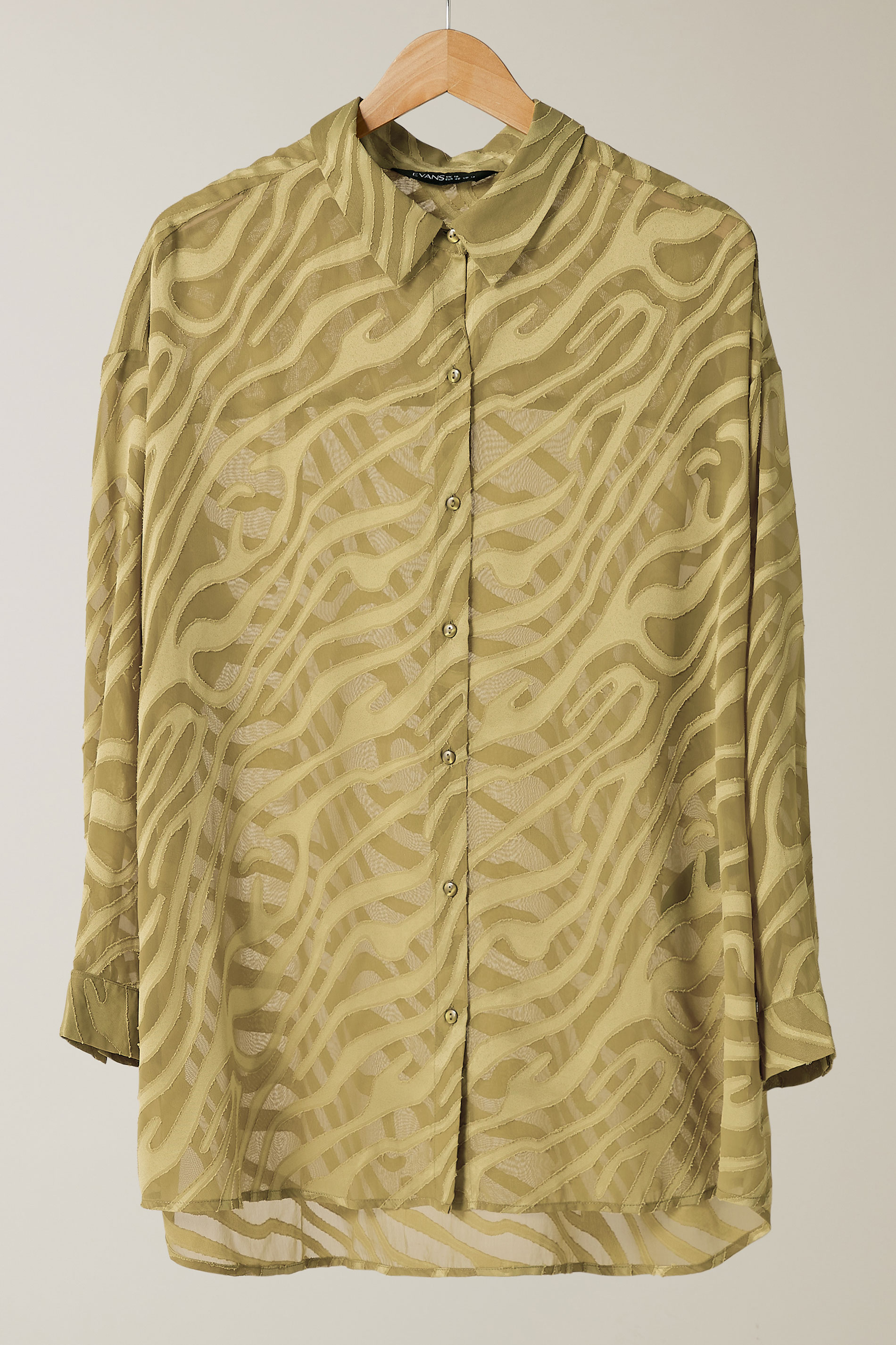 EVANS Plus Size Green Zebra Burnout Shirt | Yours Clothing 6