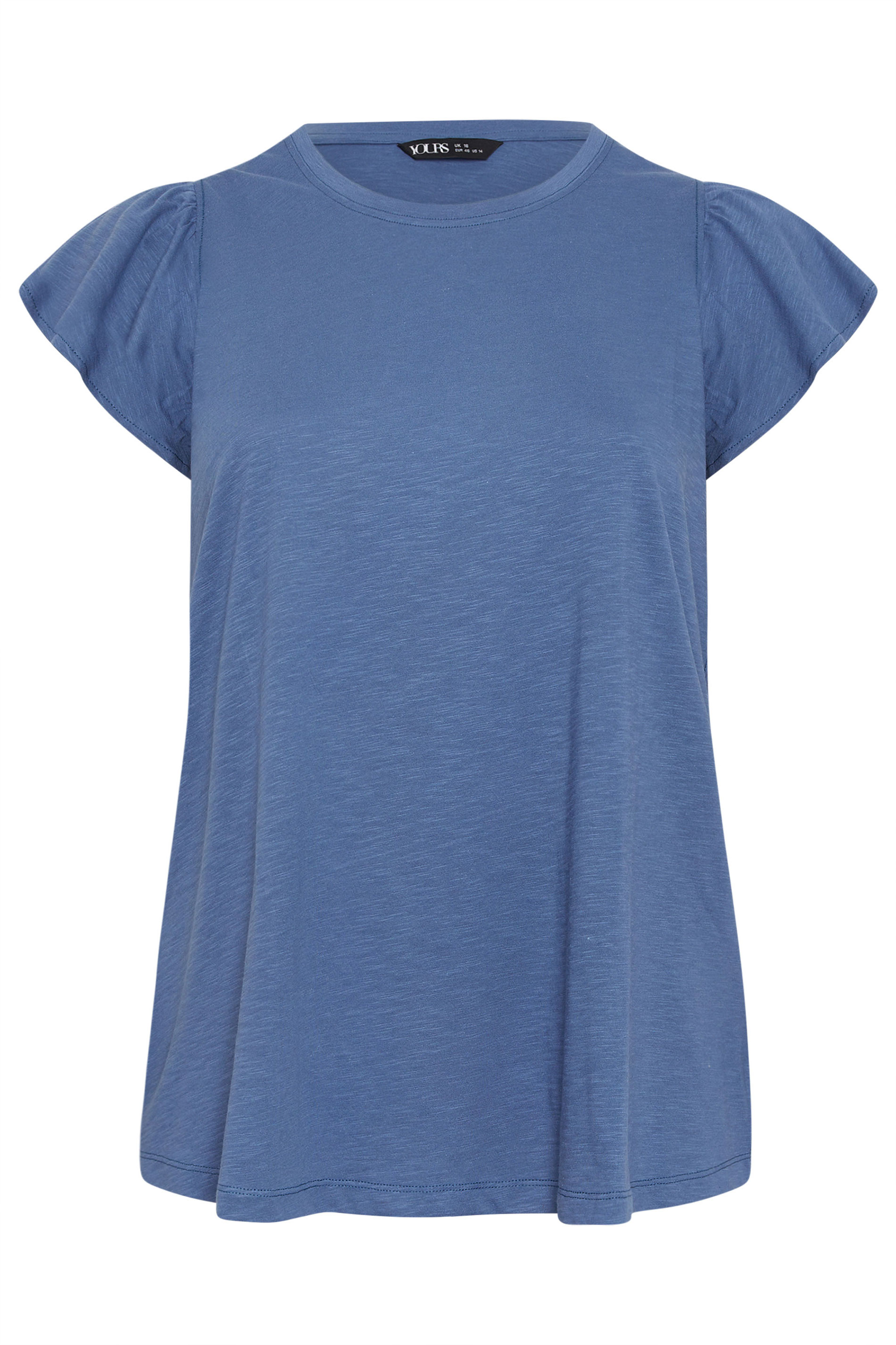 YOURS Plus Size Denim Blue Frill Sleeve T-Shirt | Yours Clothing 5