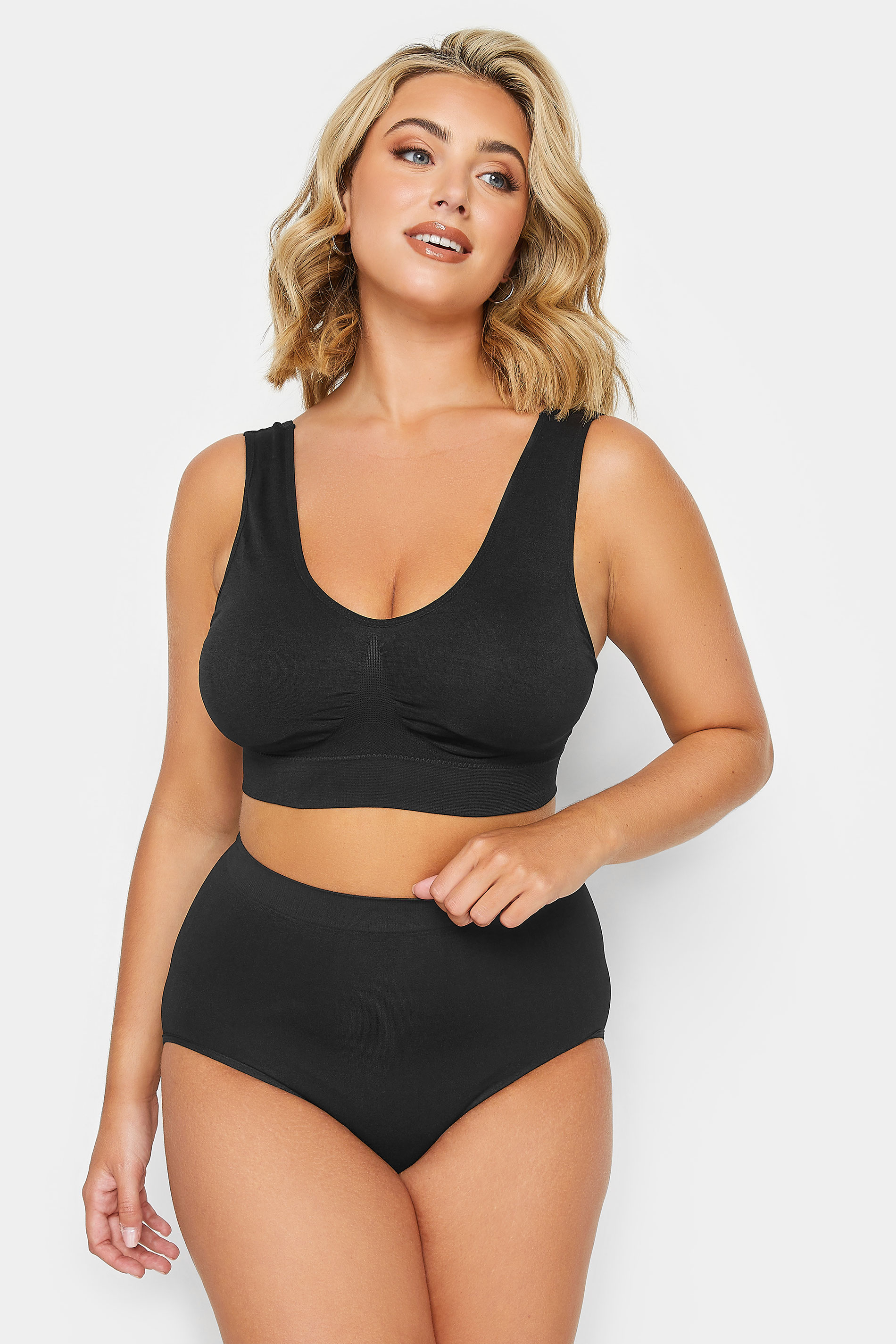 YOURS Plus Size Black Seamless Bra | Yours Clothing 1